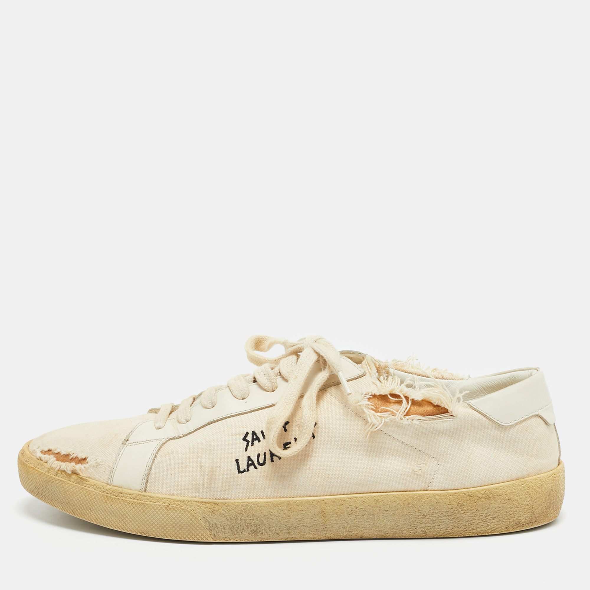 Saint Laurent Off White Distressed Canvas Court Classic Sneakers Size
Saint Laurent Off White Distressed Canvas Court Classic Sneakers Size