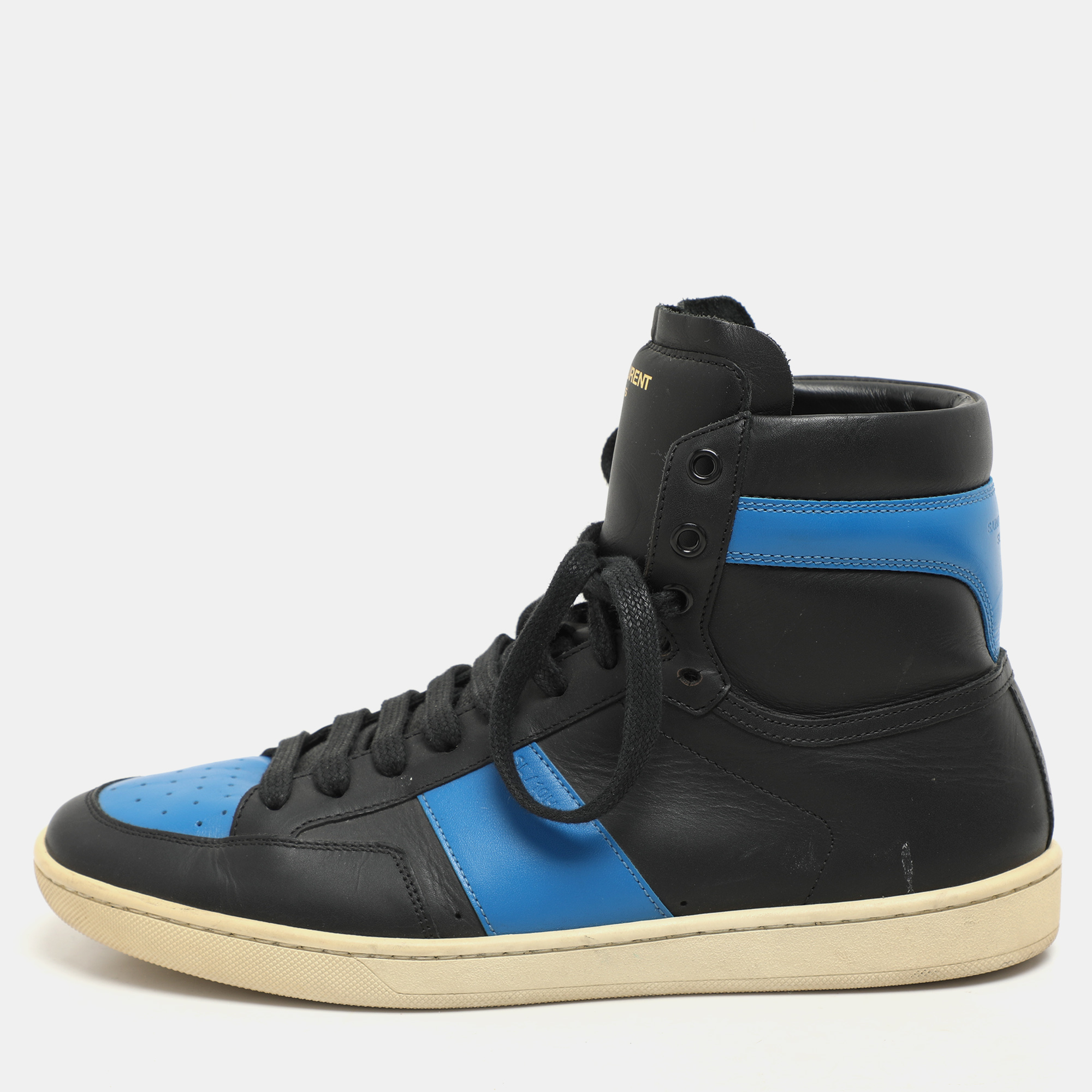 Saint Laurent Black/Blue Leather SL-10H High Top Sneakers Size 41
Saint Laurent Black/Blue Leather SL-10H High Top Sneakers Size 41