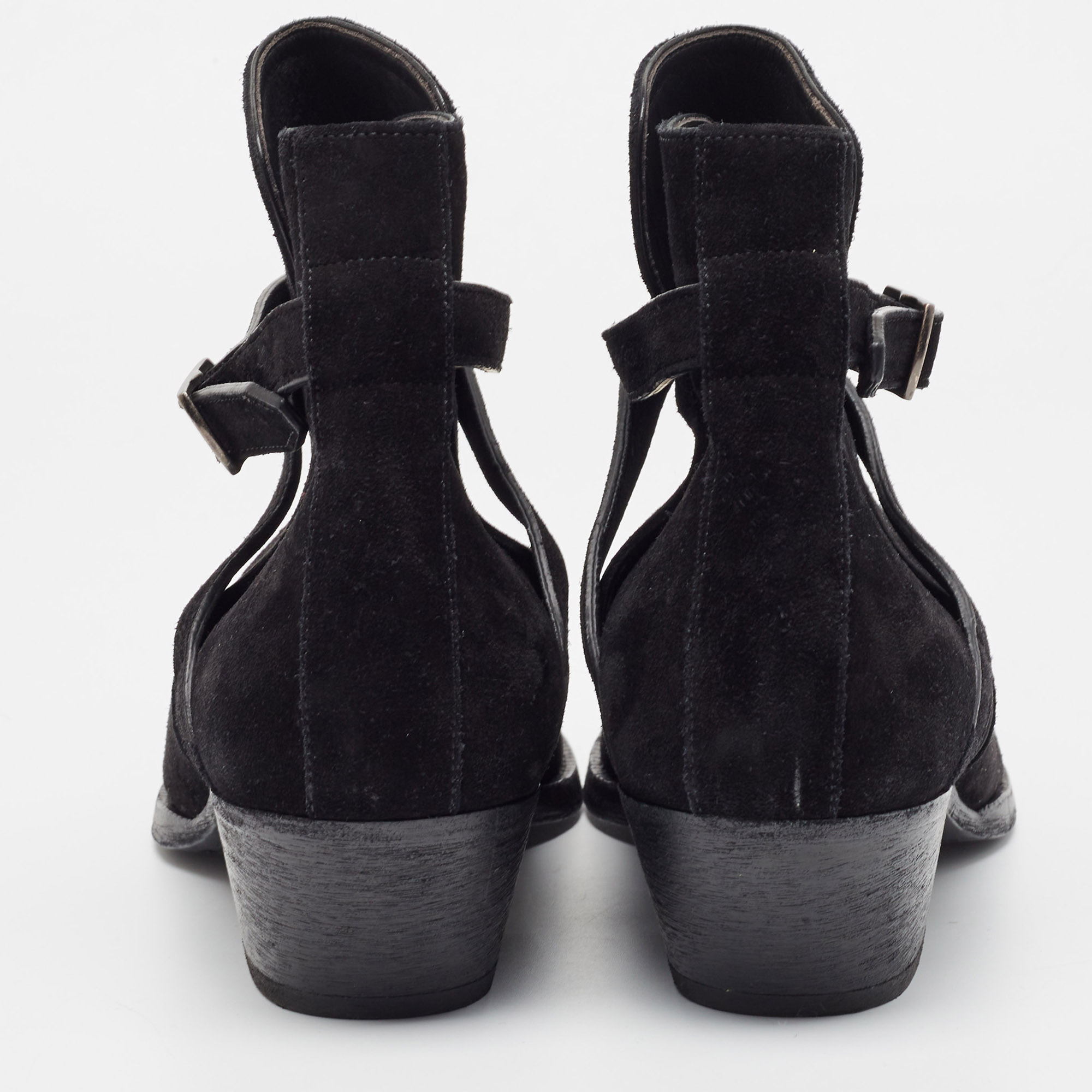 Saint Laurent Black Suede Ankle Boots Size 43.5