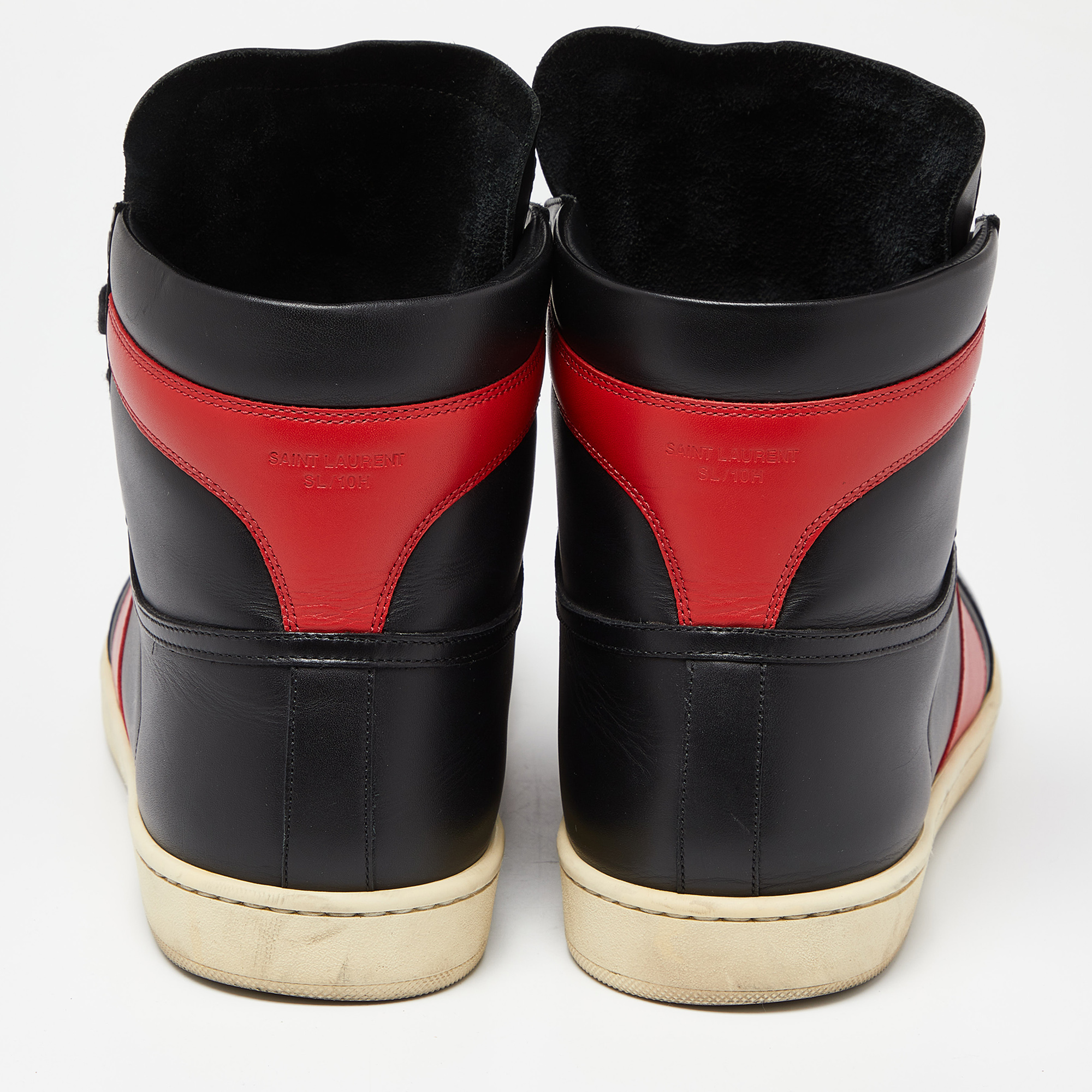 Saint Laurent Black/Red Leather SL-10H High Top Sneakers Size 45