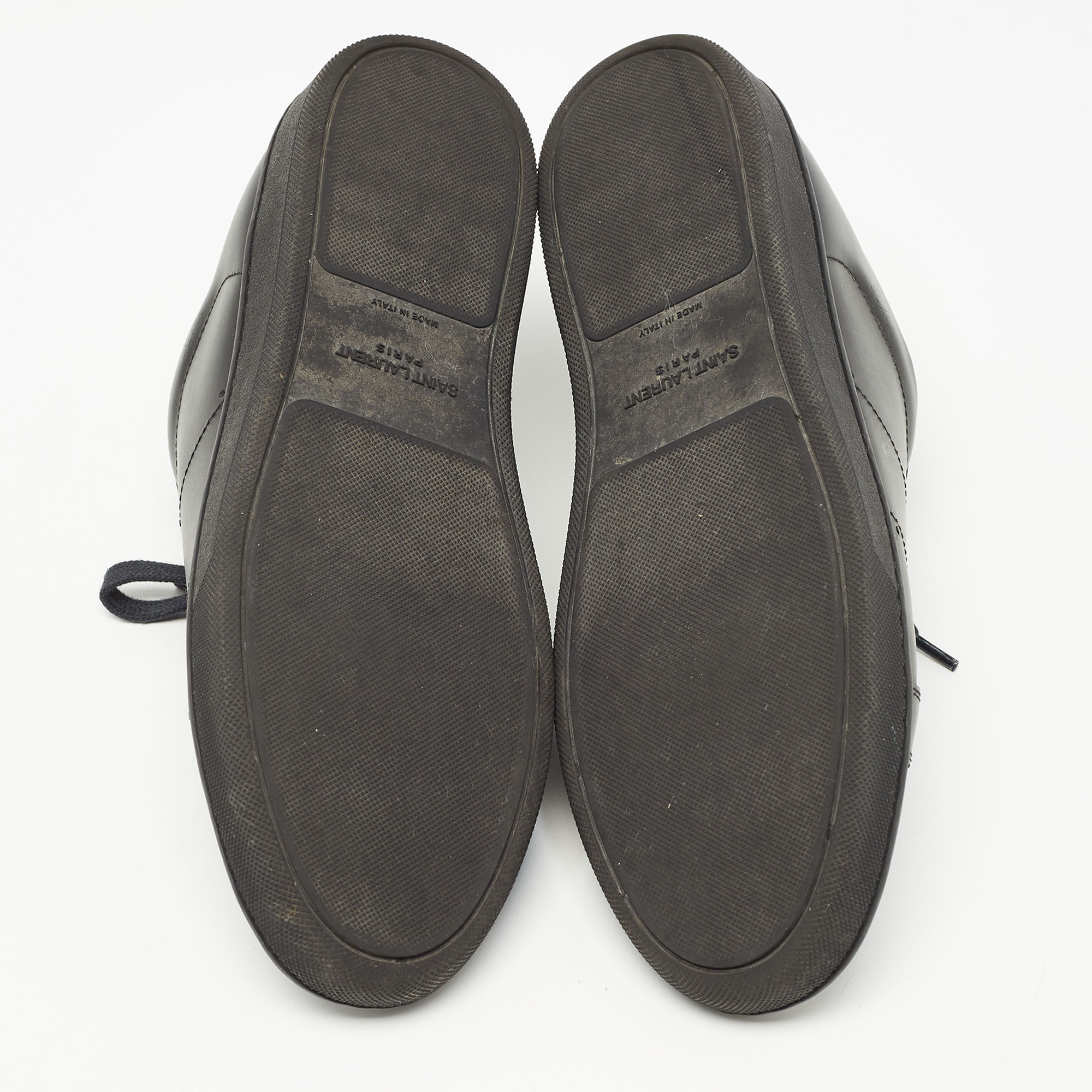 Saint Laurent Paris Black Leather Court Classic Lips Low Top Sneakers Size 40.5
