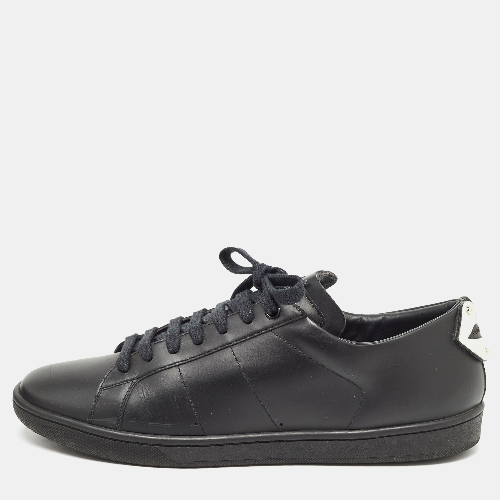 Saint laurent paris black leather court classic lips low top sneakers size 40.5