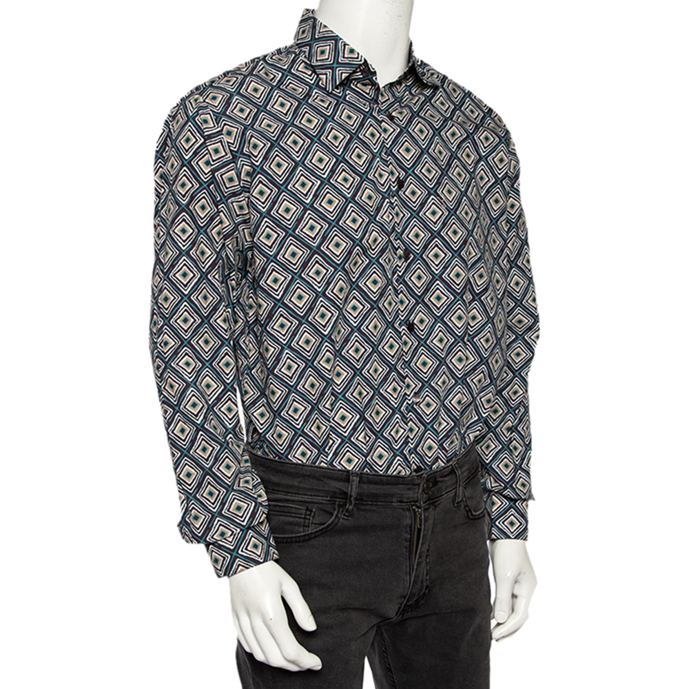 Salvatore Ferragamo Multicolored Geometric Printed Cotton Button Front Shirt, Multicolor
Salvatore Ferragamo Multicolored Geometric Printed Cotton Button Front Shirt, Multicolor