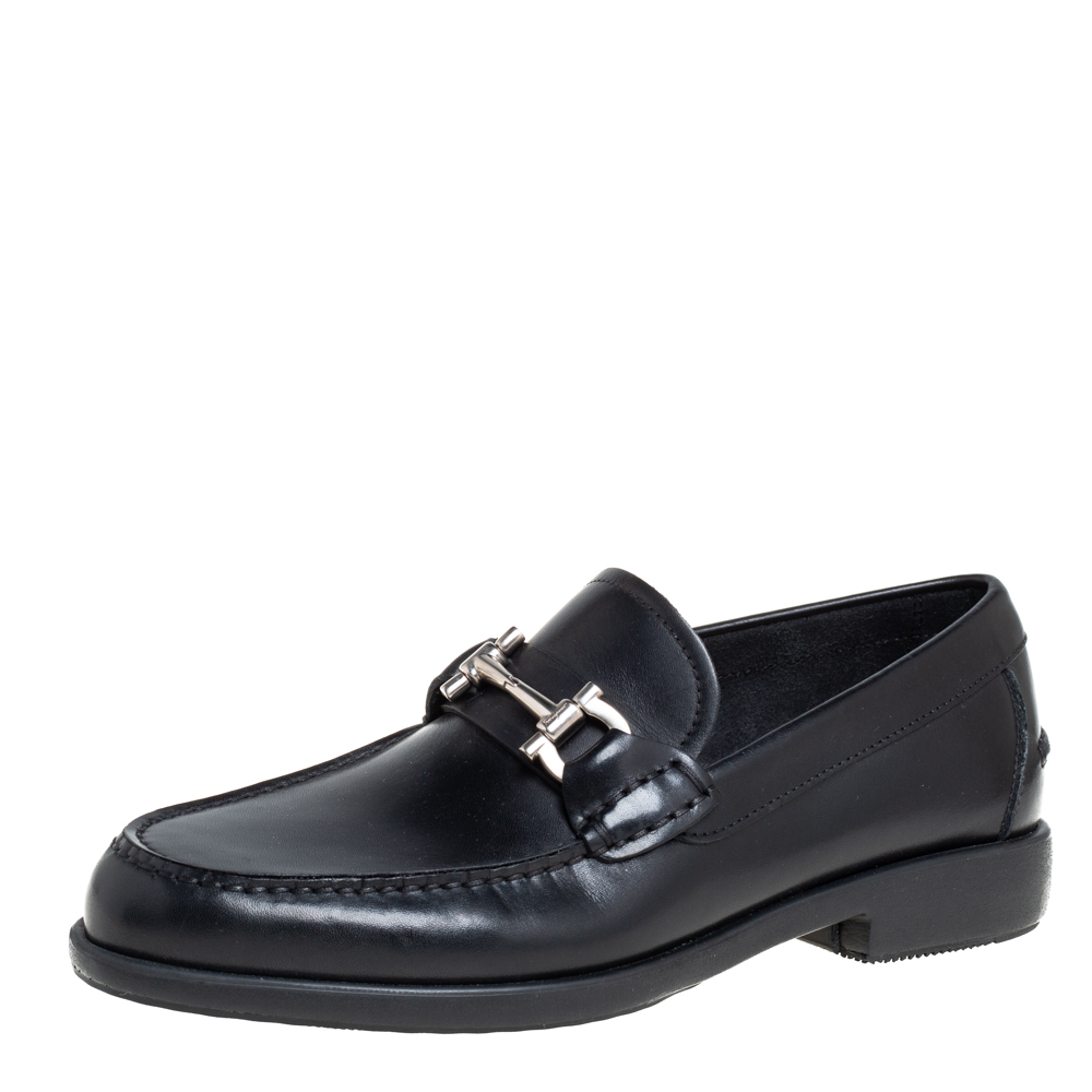 Salvatore Ferragamo Black Leather Faraone Loafers Size 39.5