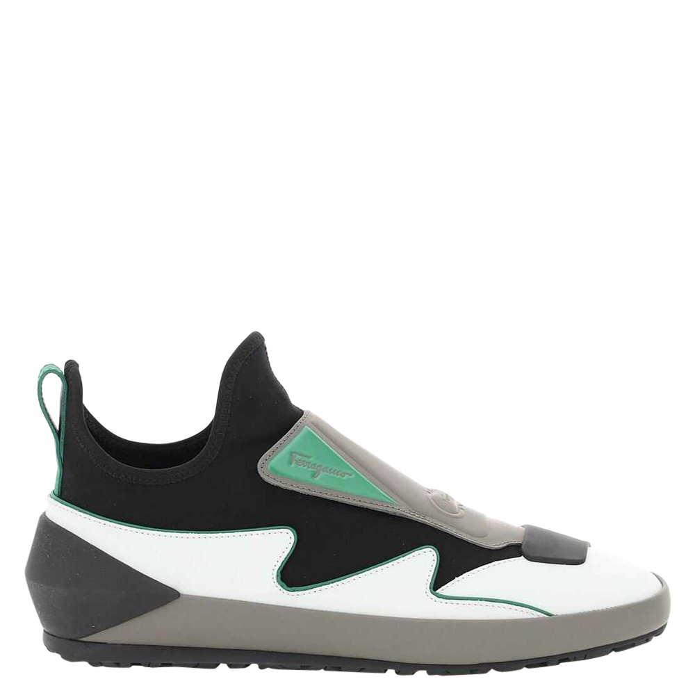 Salvatore Ferragamo Green/White/Black Gancini Sock Sneakers Size US 9 EU 42