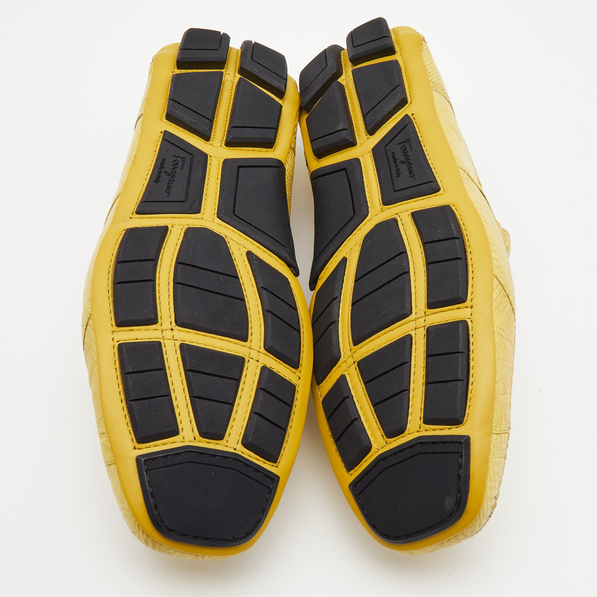 Salvatore Ferragamo Yellow Lizard Sardegna Loafers Size 43