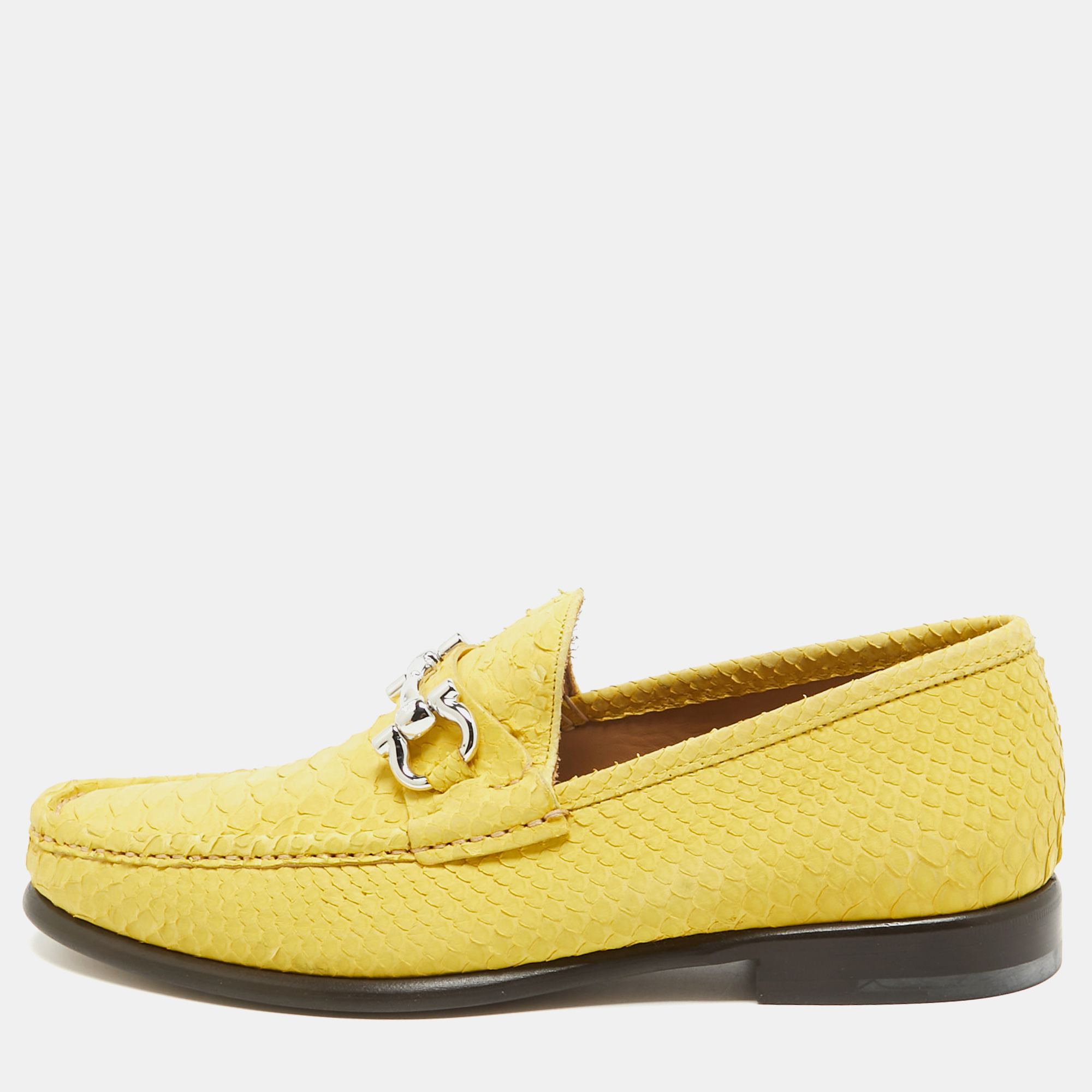 Salvatore ferragamo yellow python mason loafers size 41.5
