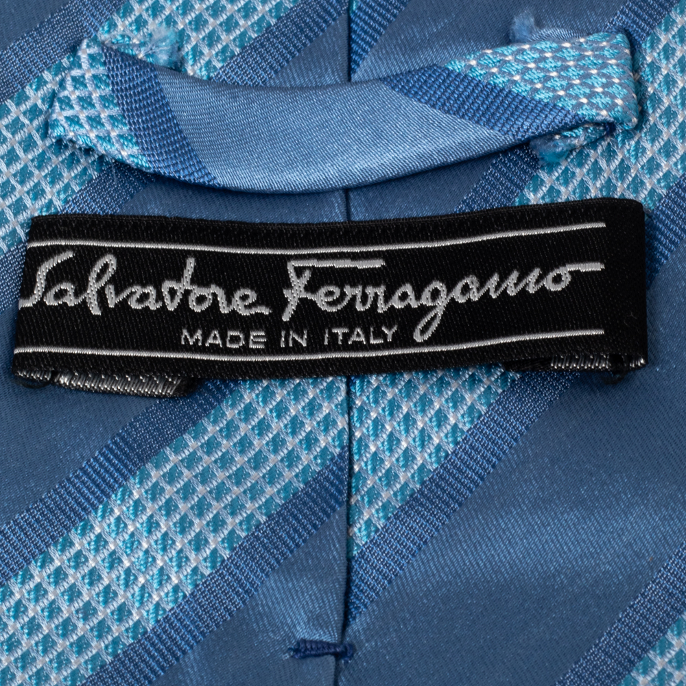 Salvatore Ferragamo Blue Multistriped Silk Tie