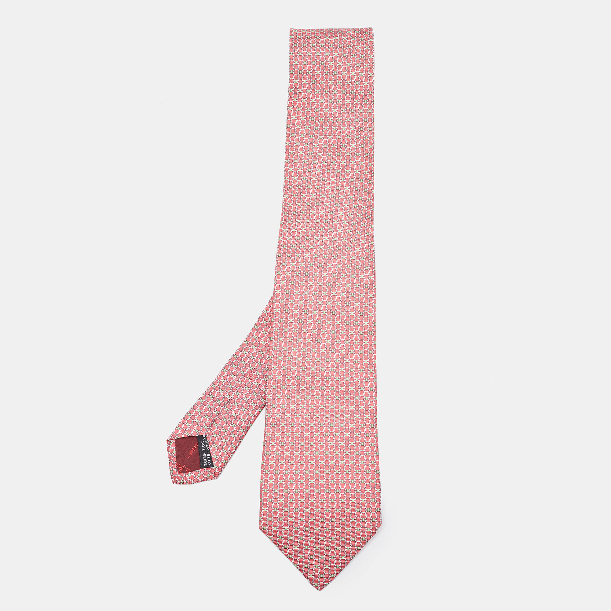 Salvatore Ferragamo Pink Gancini Print Silk Tie