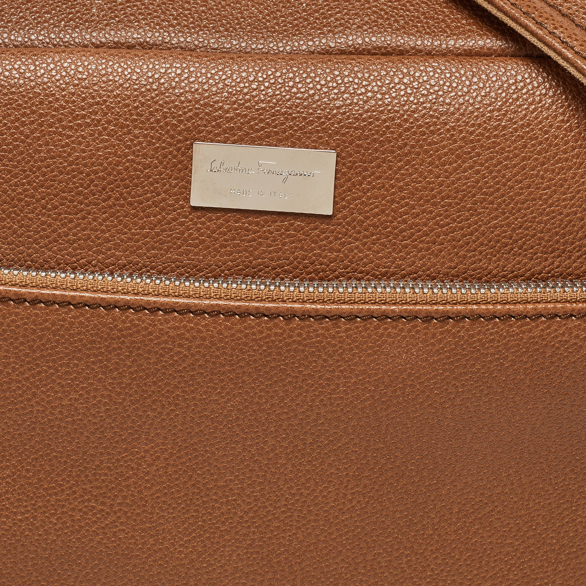 Salvatore Ferragamo Brown Leather Business Messenger Bag