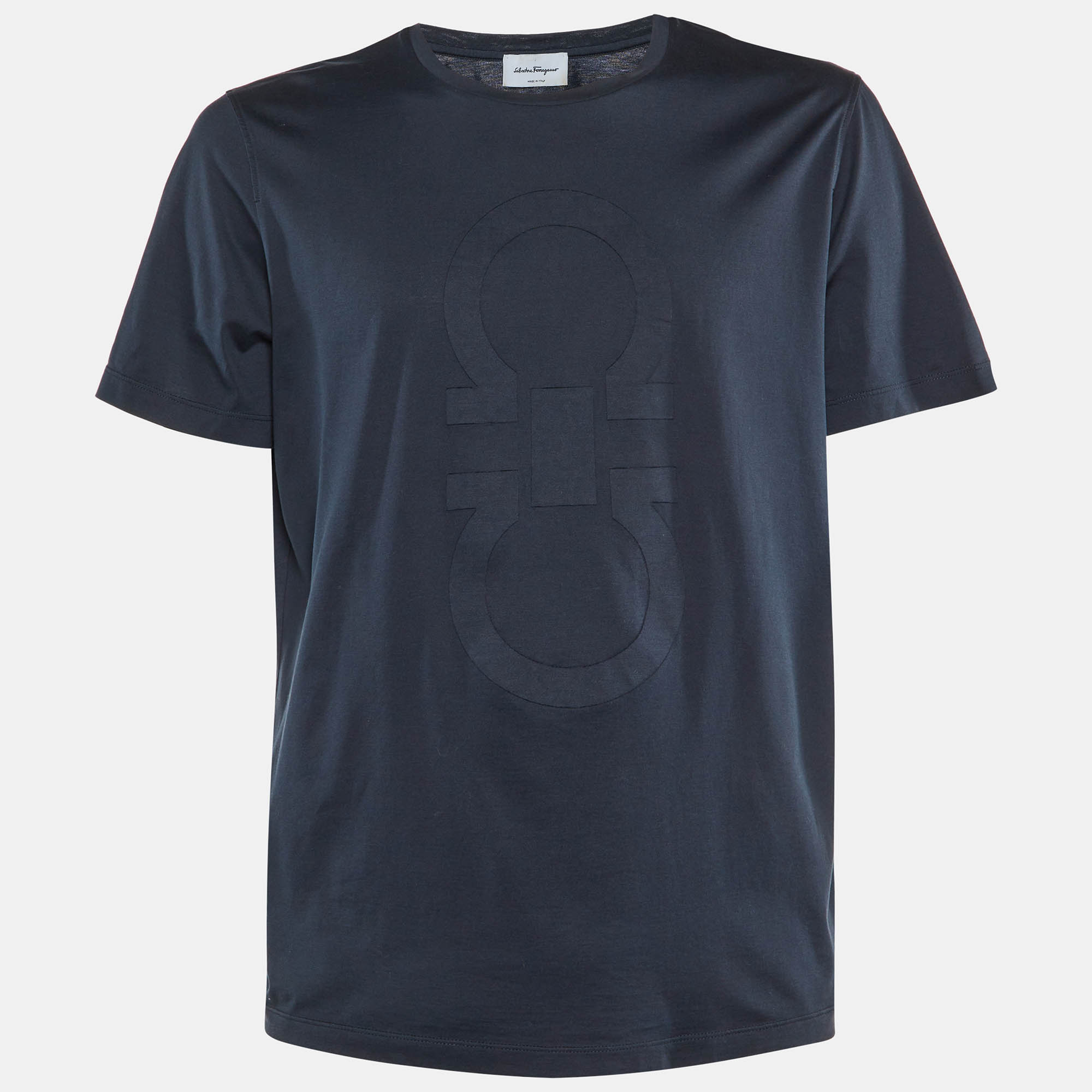 Salvatore Ferragamo Midnight Blue Gancini Logo Cotton Crew Neck T-Shirt L, Navy blue
Salvatore Ferragamo Midnight Blue Gancini Logo Cotton Crew Neck T-Shirt L, Navy blue