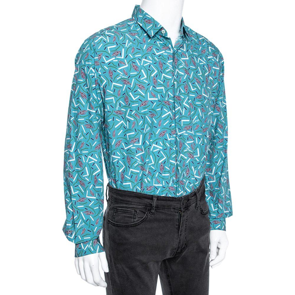 Salvatore Ferragamo Blue Cactus Printed Cotton Long Sleeve Shirt
Salvatore Ferragamo Blue Cactus Printed Cotton Long Sleeve Shirt