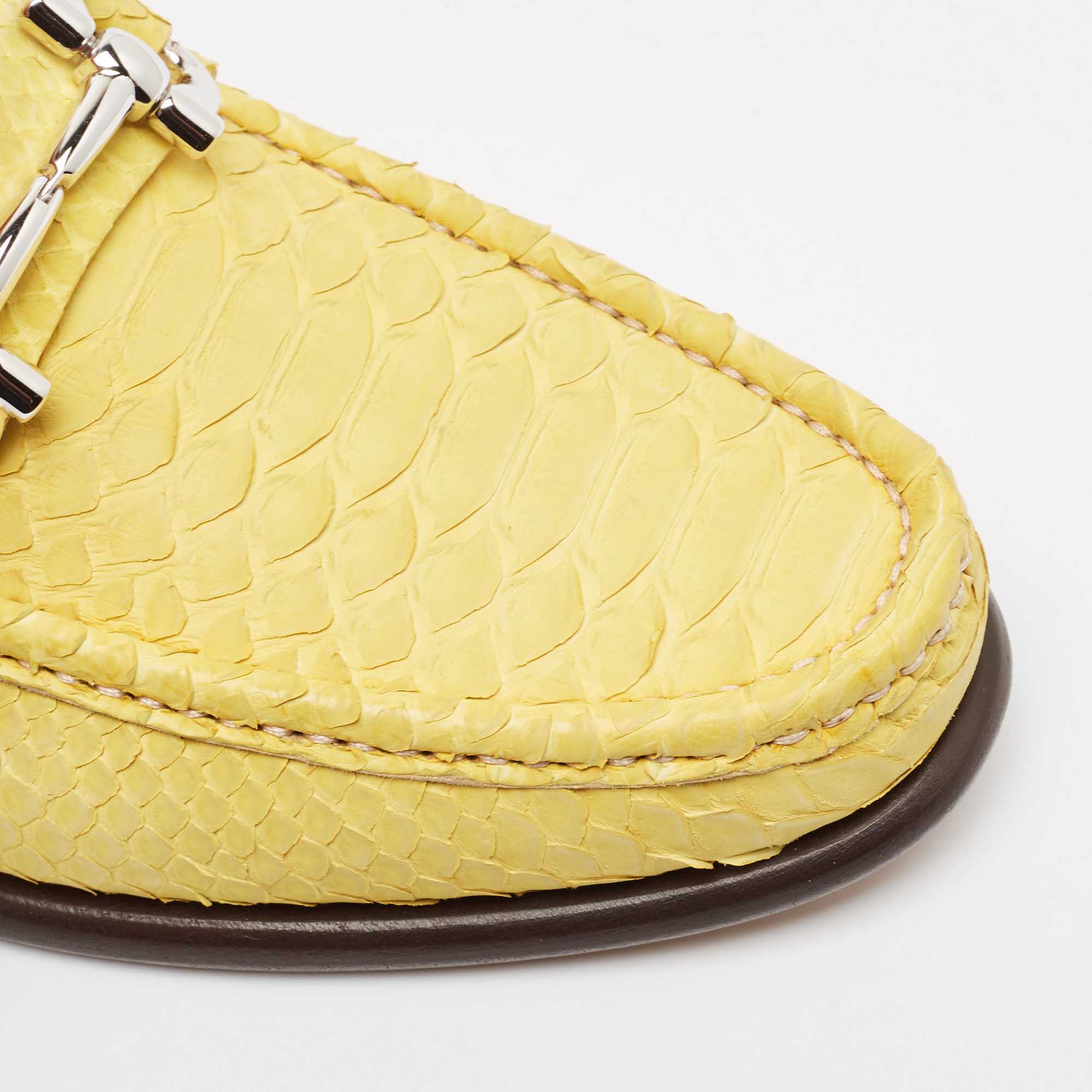 Salvatore Ferragamo Yellow Python Leather Mason Loafers Size 41.5