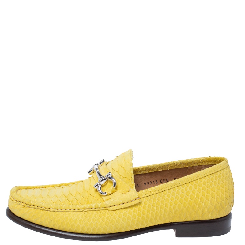 Salvatore Ferragamo Yellow Python Mason Loafers Size 42