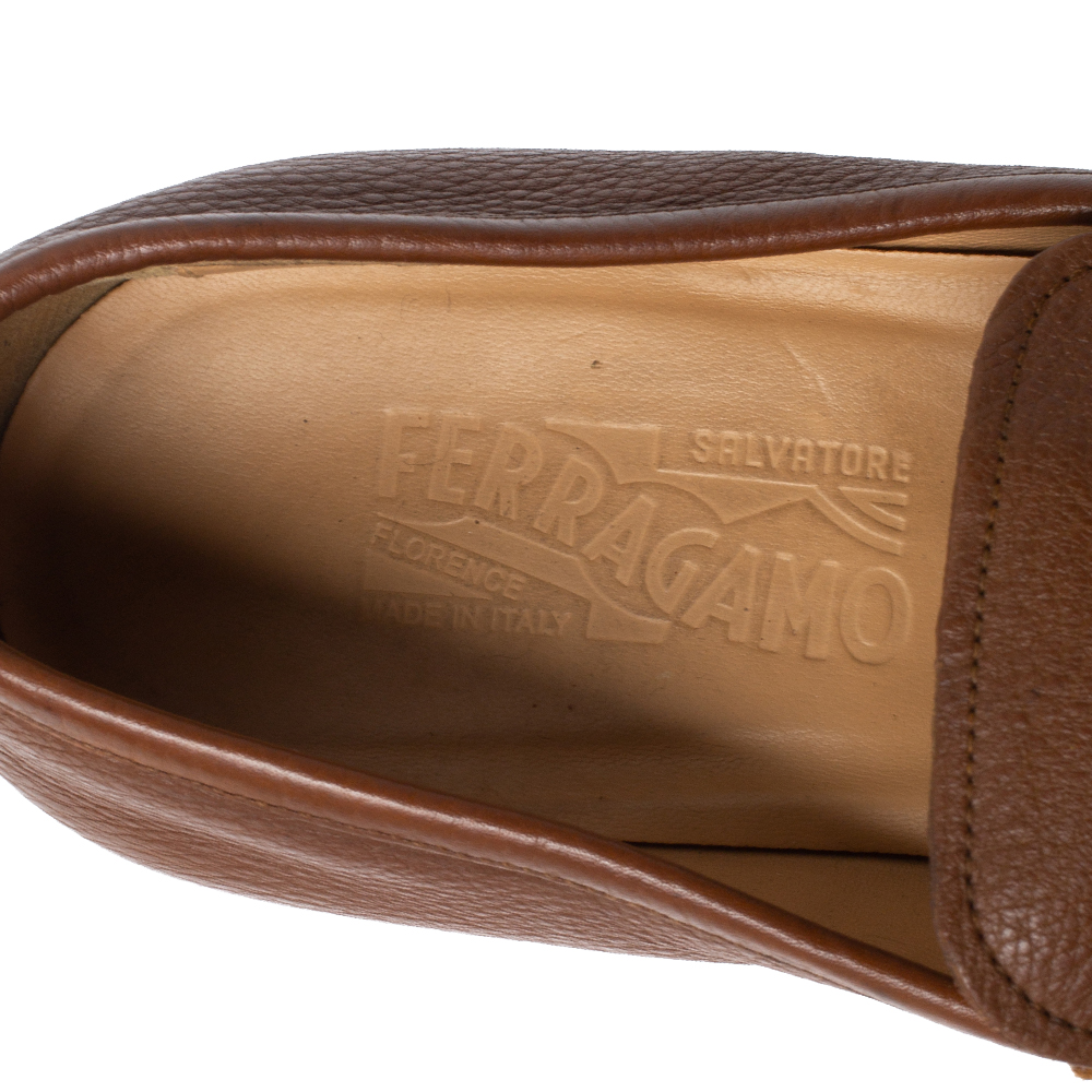 Salvatore Ferragamo Brown Leather Mason Loafers Size 43.5