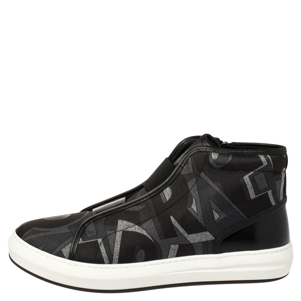 Salvatore Ferragamo Black Printed Canvas And Leather High Top Sneakers Size
Salvatore Ferragamo Black Printed Canvas And Leather High Top Sneakers Size