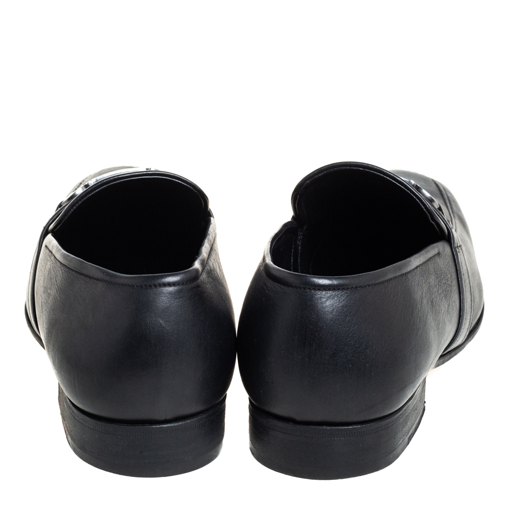 Salvatore Ferragamo Black Leather Slip On Loafers Size 43.5