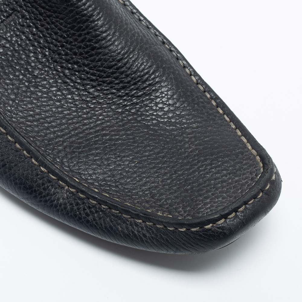 Salvatore Ferragamo Black Leather  Slip On Loafers Size 42