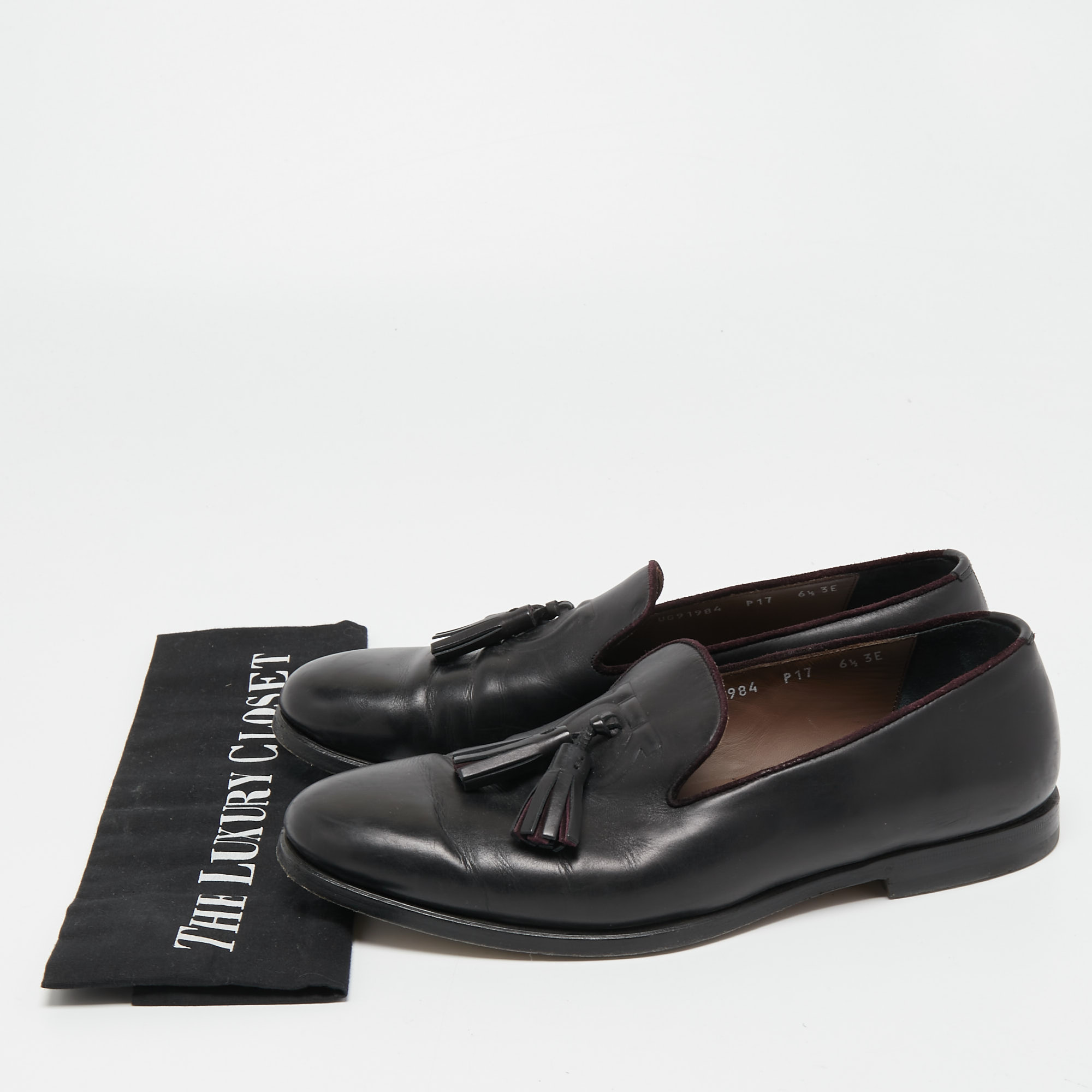 Salvatore Ferragamo Black Leather Tassel Loafers Size 40.5