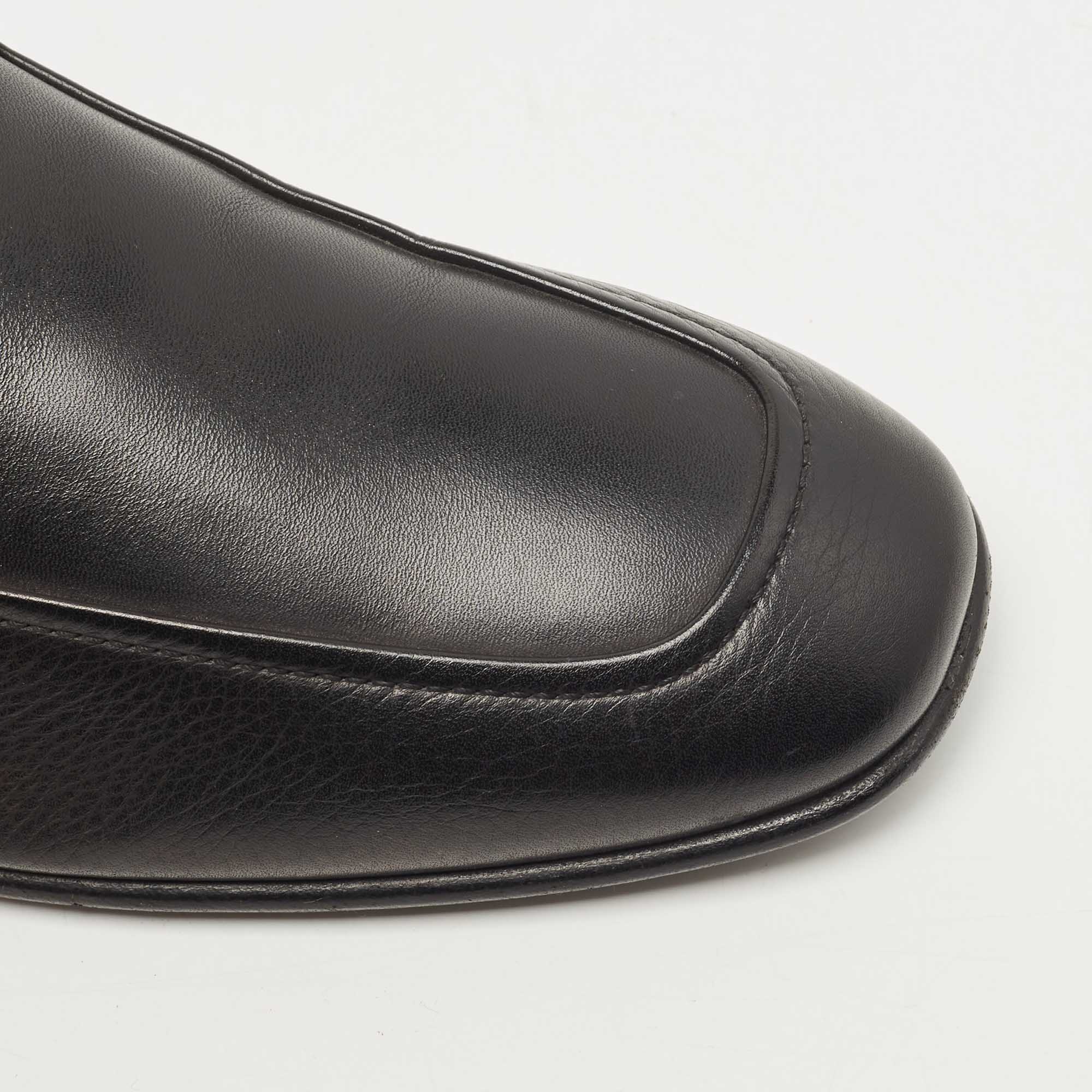 Salvatore Ferragamo Black Leather Gancini Loafers Size 44.5