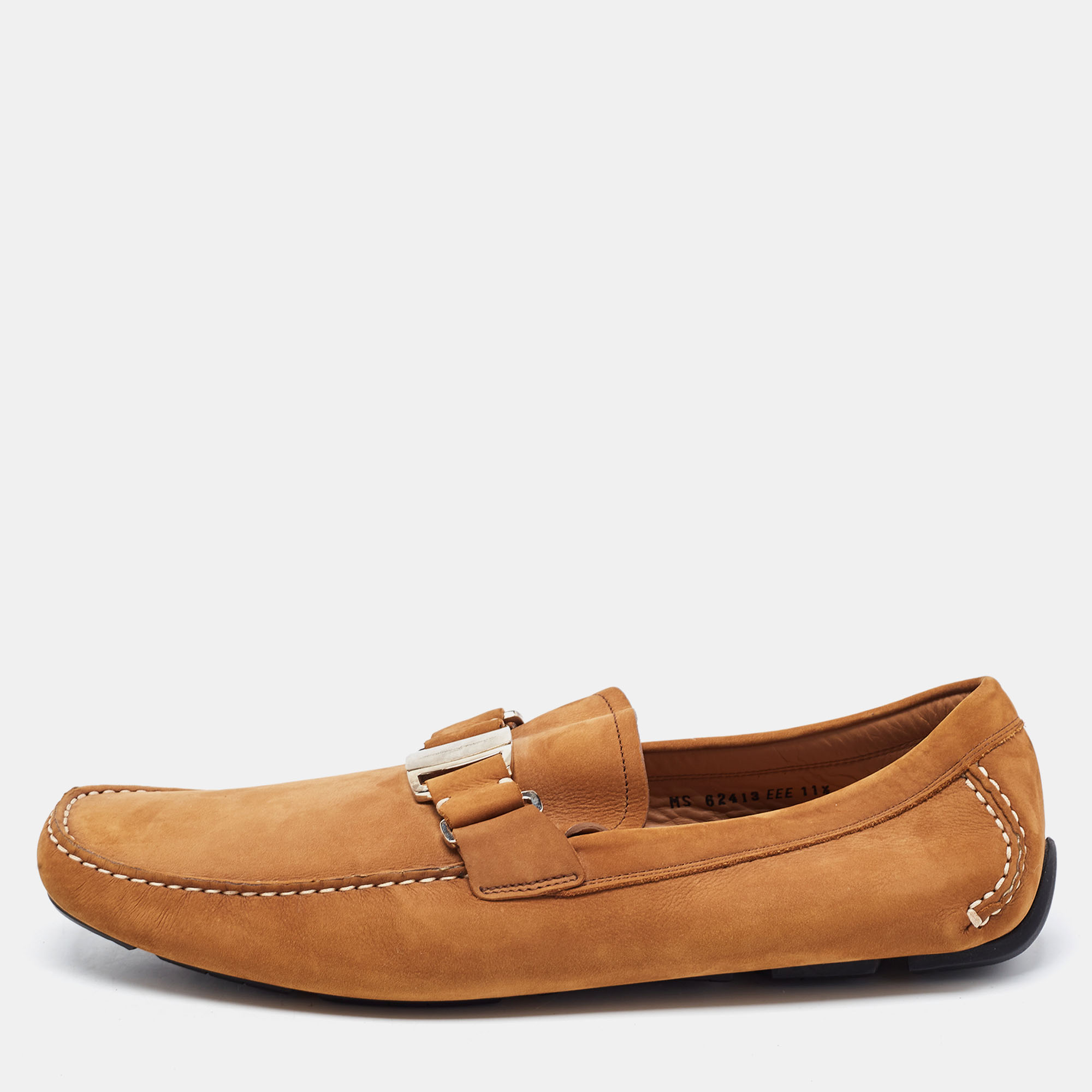 

Salvatore Ferragamo Brown Nubuck Leather Slip On Loafers Size