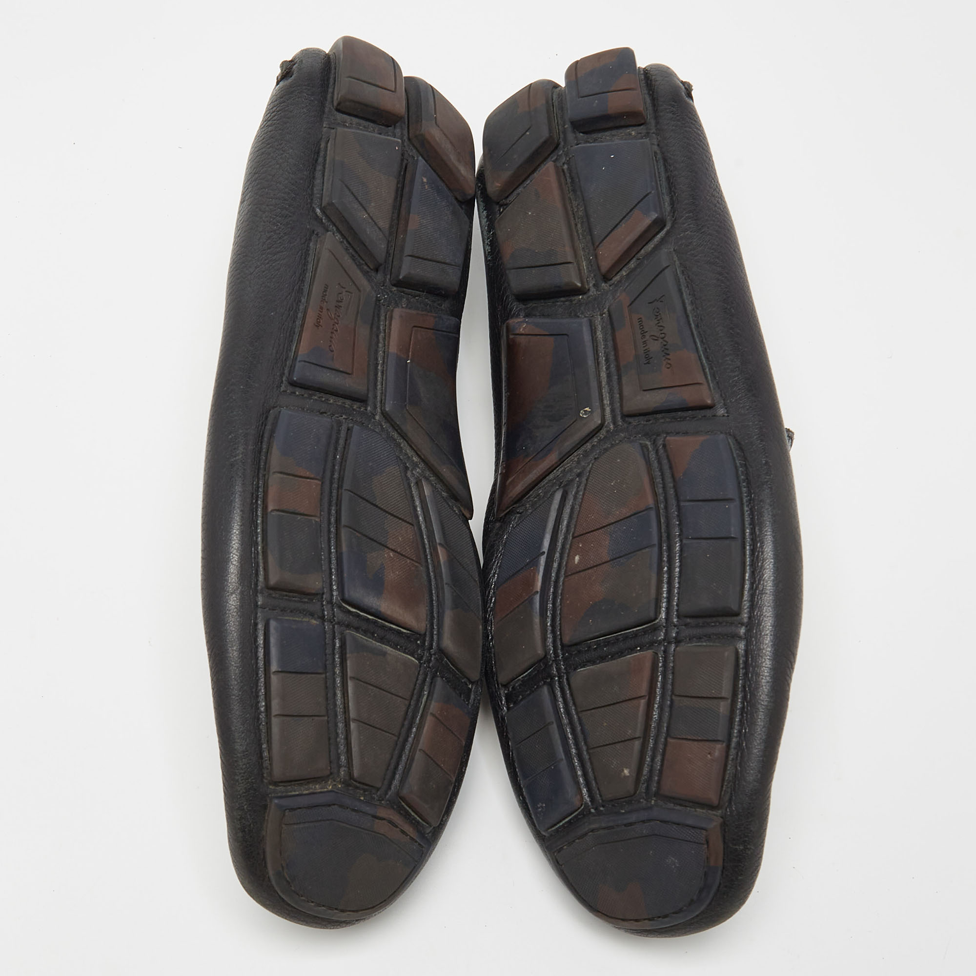 Salvatore Ferragamo Black Leather Slip On Loafers Size 42.5