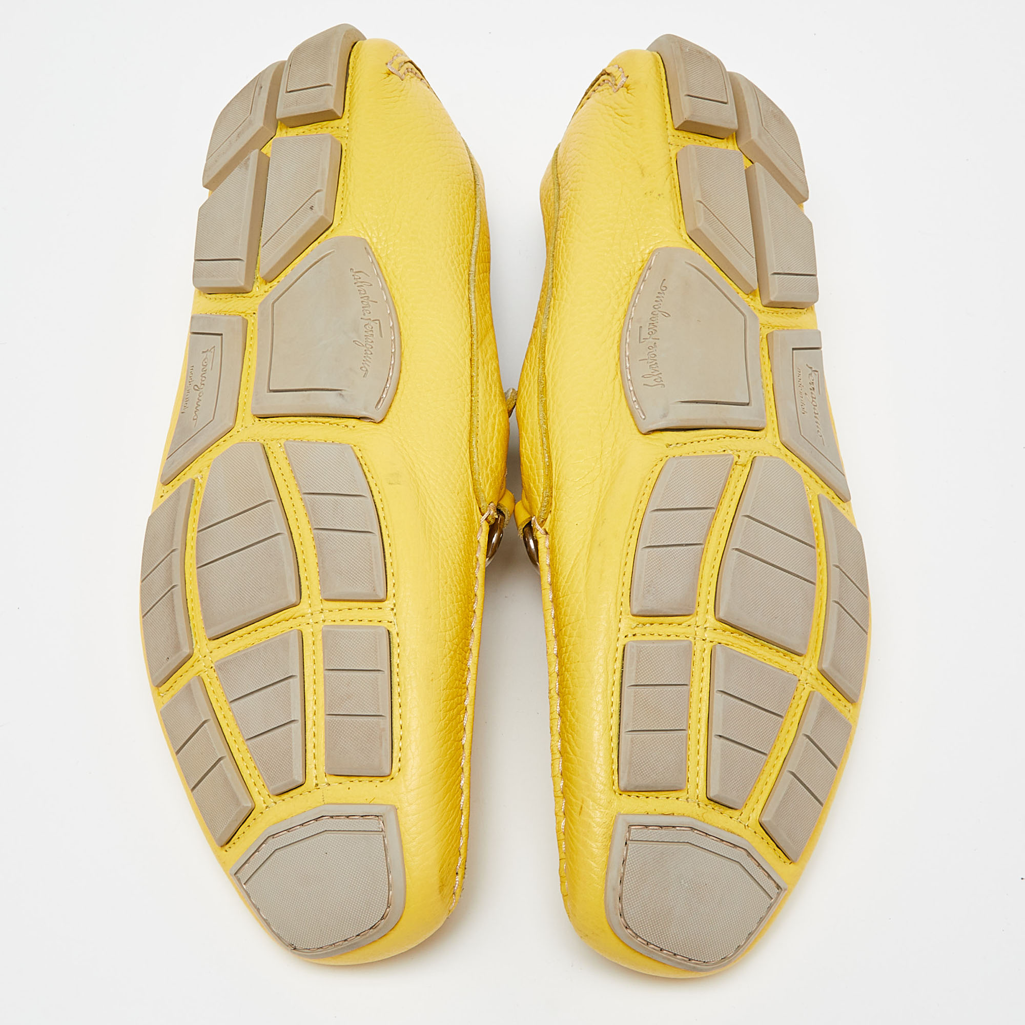 Salvatore Ferragamo Yellow Leather Parigi Slip On Loafers Size 48