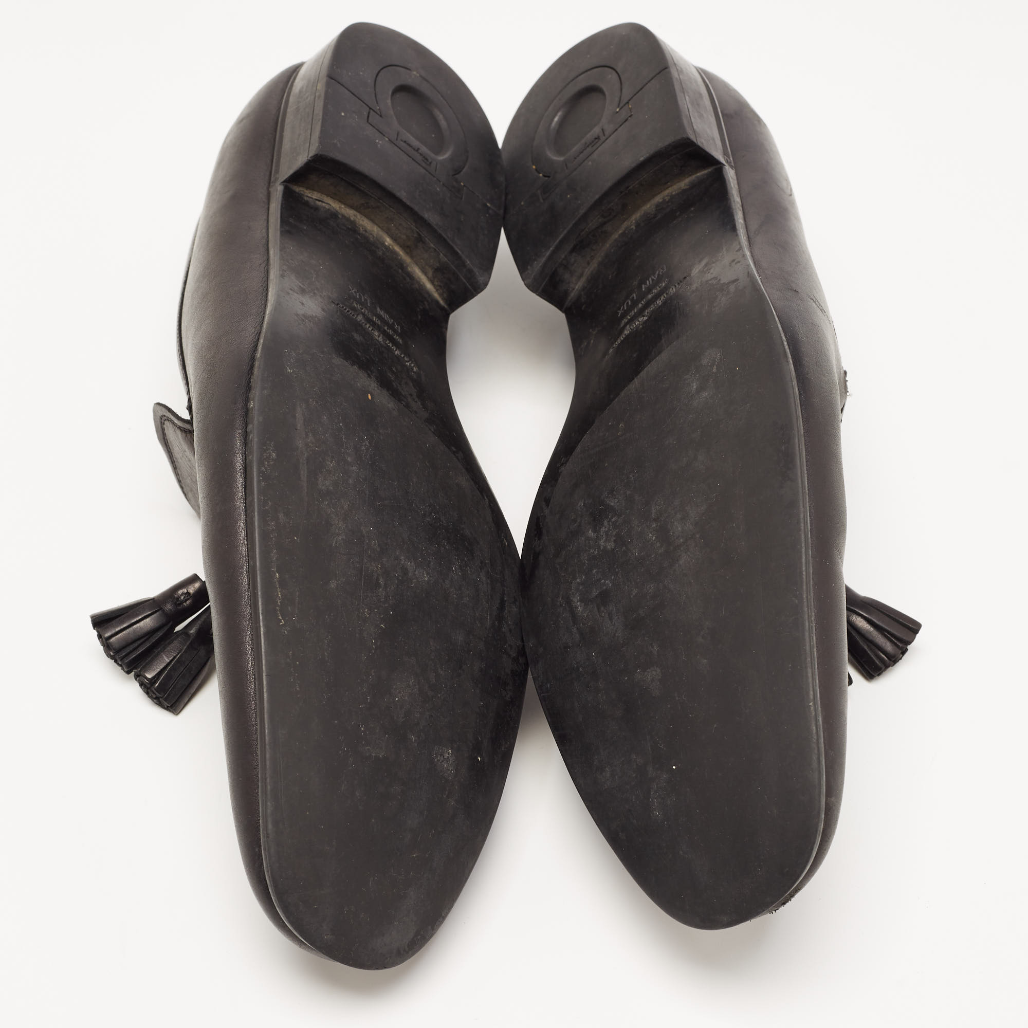 Salvatore Ferragamo Black Leather Loreno Tassel Slip On Loafers Size 45