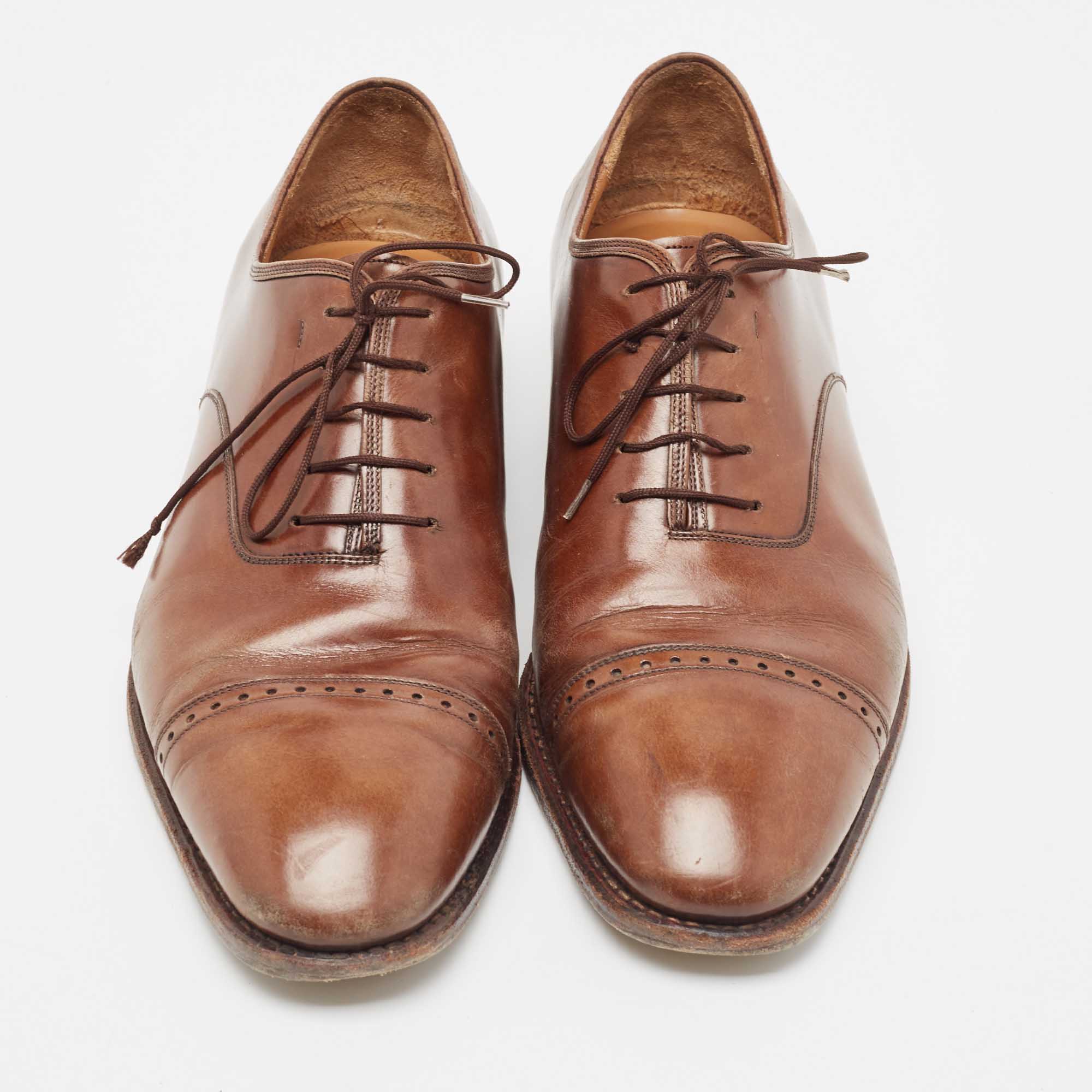 Salvatore Ferragamo Brown Leather Oxfords Size 44.5