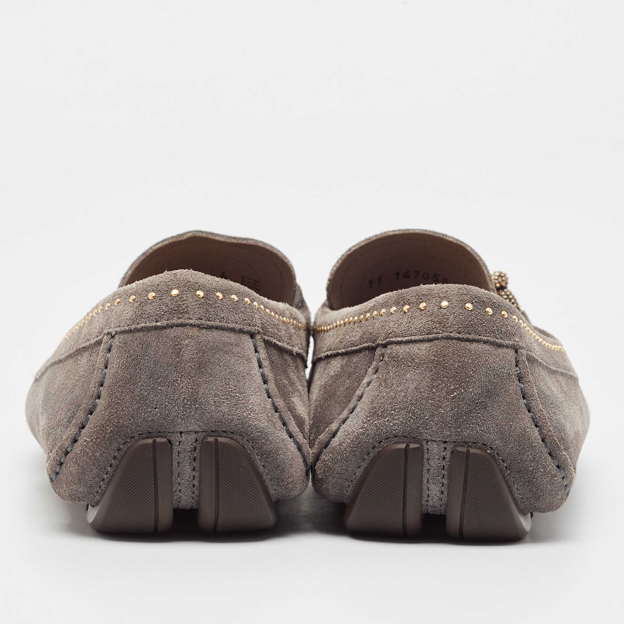 Salvatore Ferragamo Grey Suede Gancini Loafers Size 40