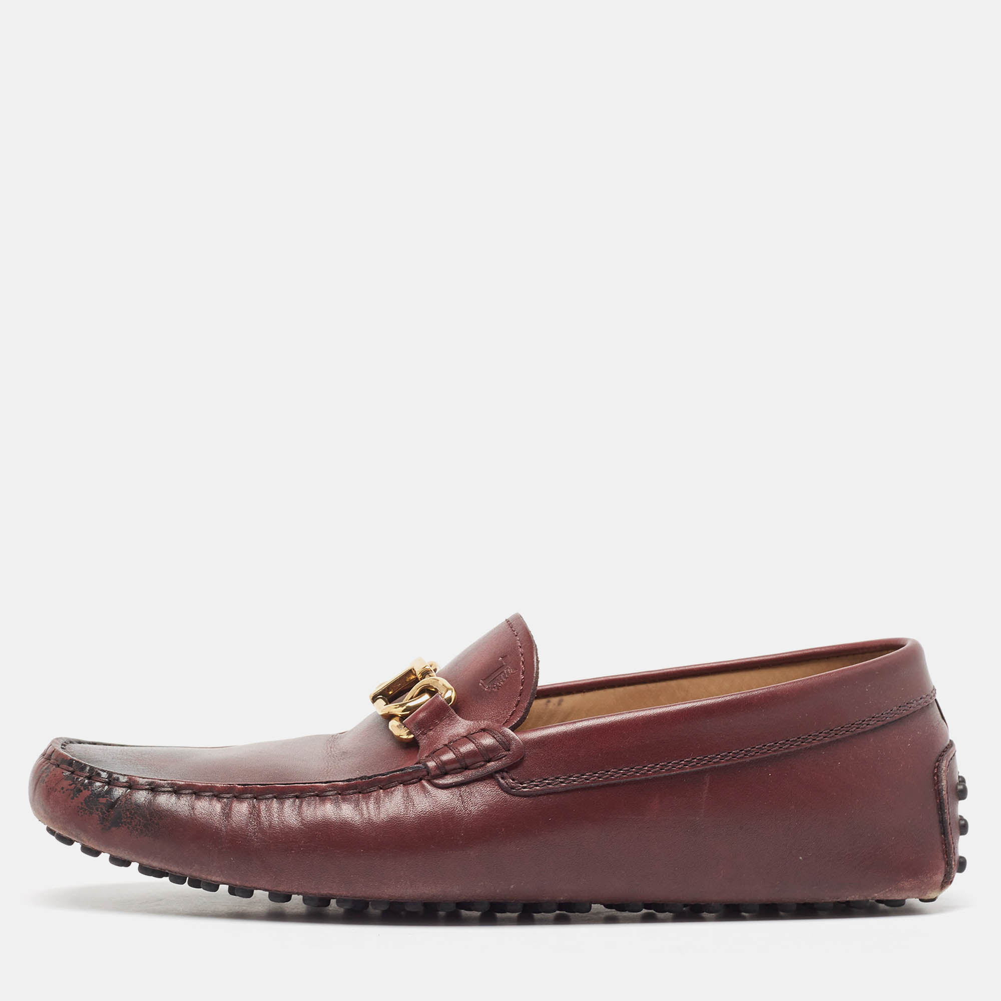 Salvatore ferragamo burgundy leather slip on loafers size 40.5
