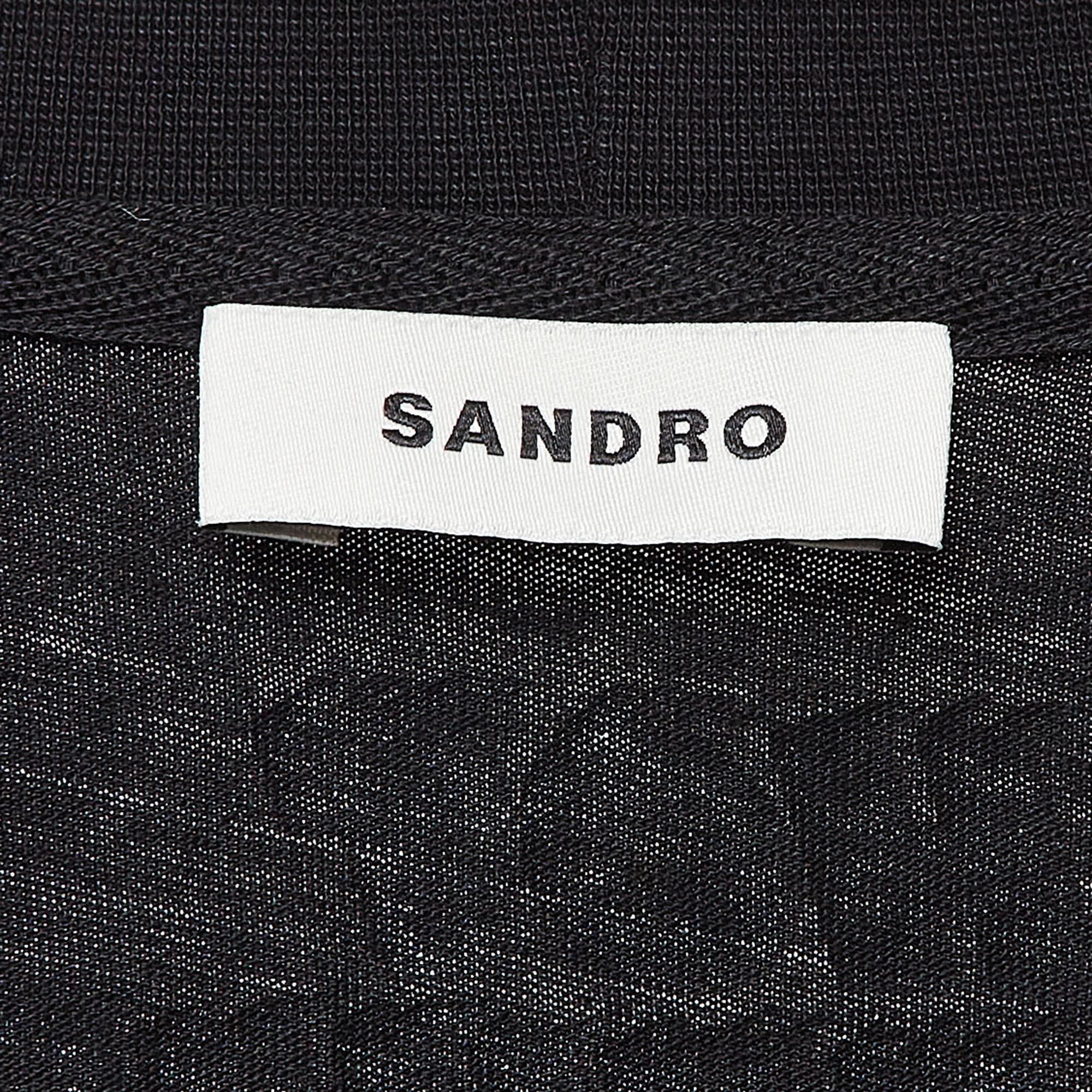 Sandro X Hot Stuff Black Embroidered Crew Neck T-shirt L