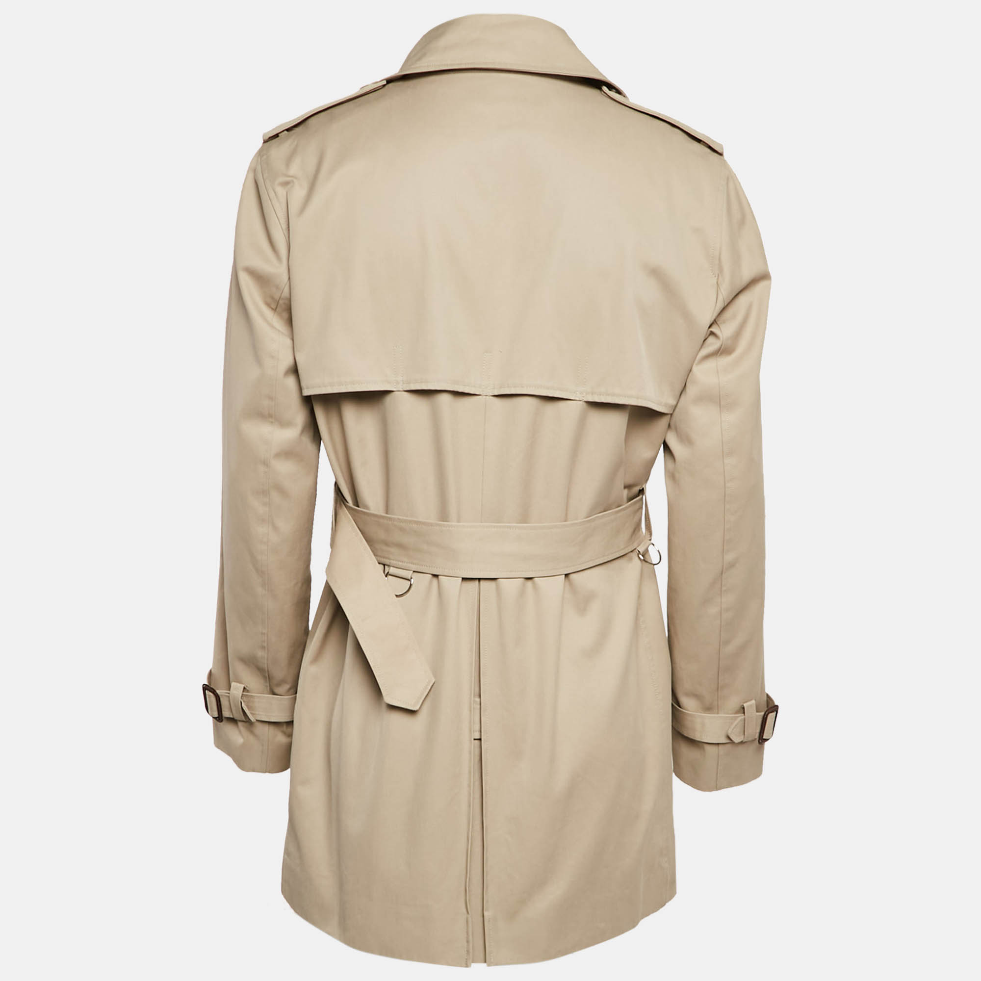 Sandro Beige Gabardine Cotton Long Double Breasted Trench Coat XL