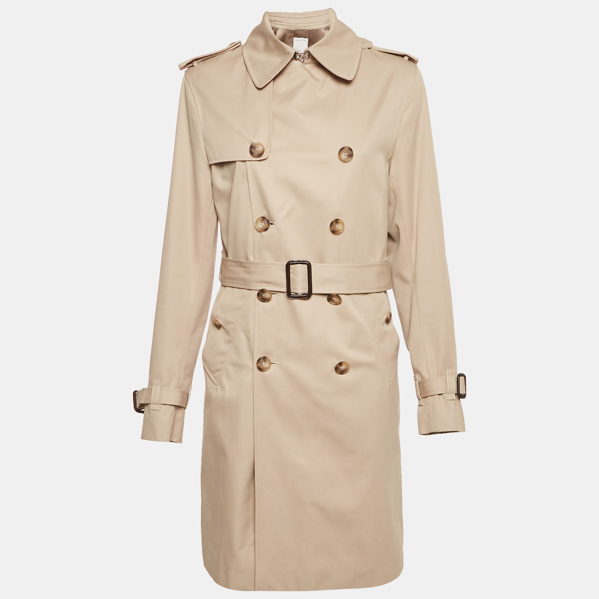 Sandro Beige Cotton Gabardine Trench Coat S 
Sandro Beige Cotton Gabardine Trench Coat S