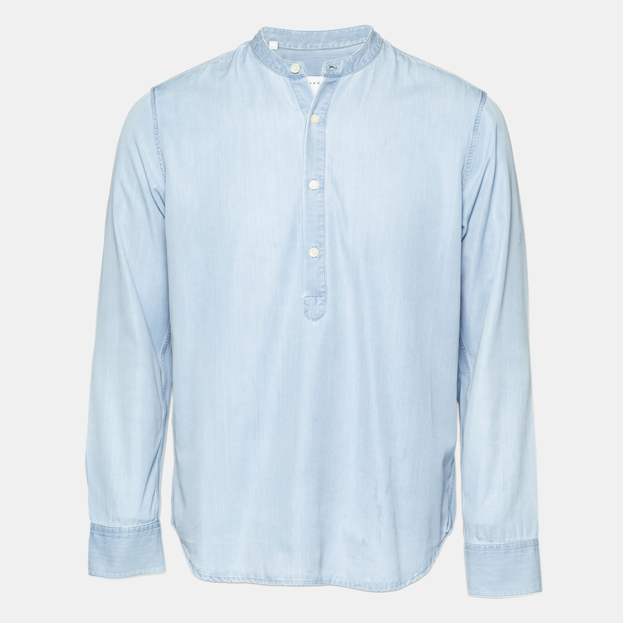 Sandro Blue Chambray Mandarin Collar Shirt L
Sandro Blue Chambray Mandarin Collar Shirt L