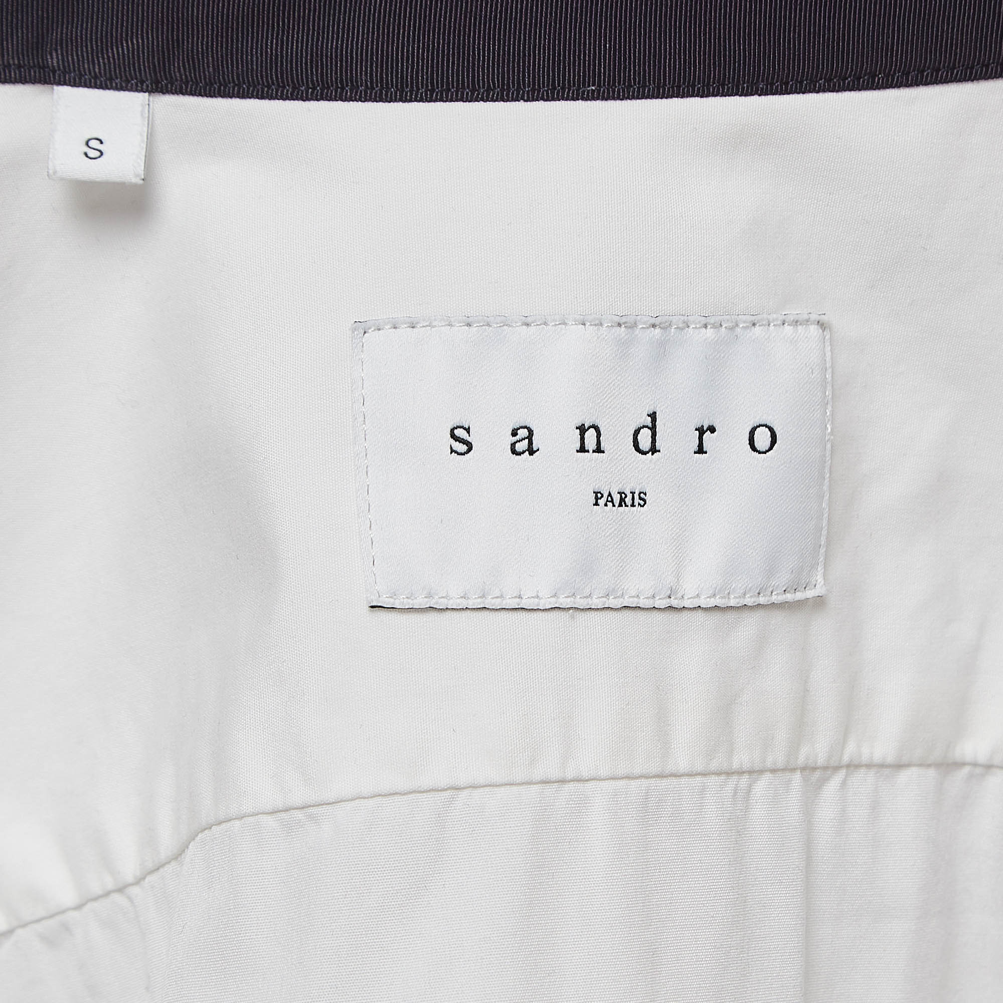 Sandro White Contrast Band Collar Cotton Shirt S