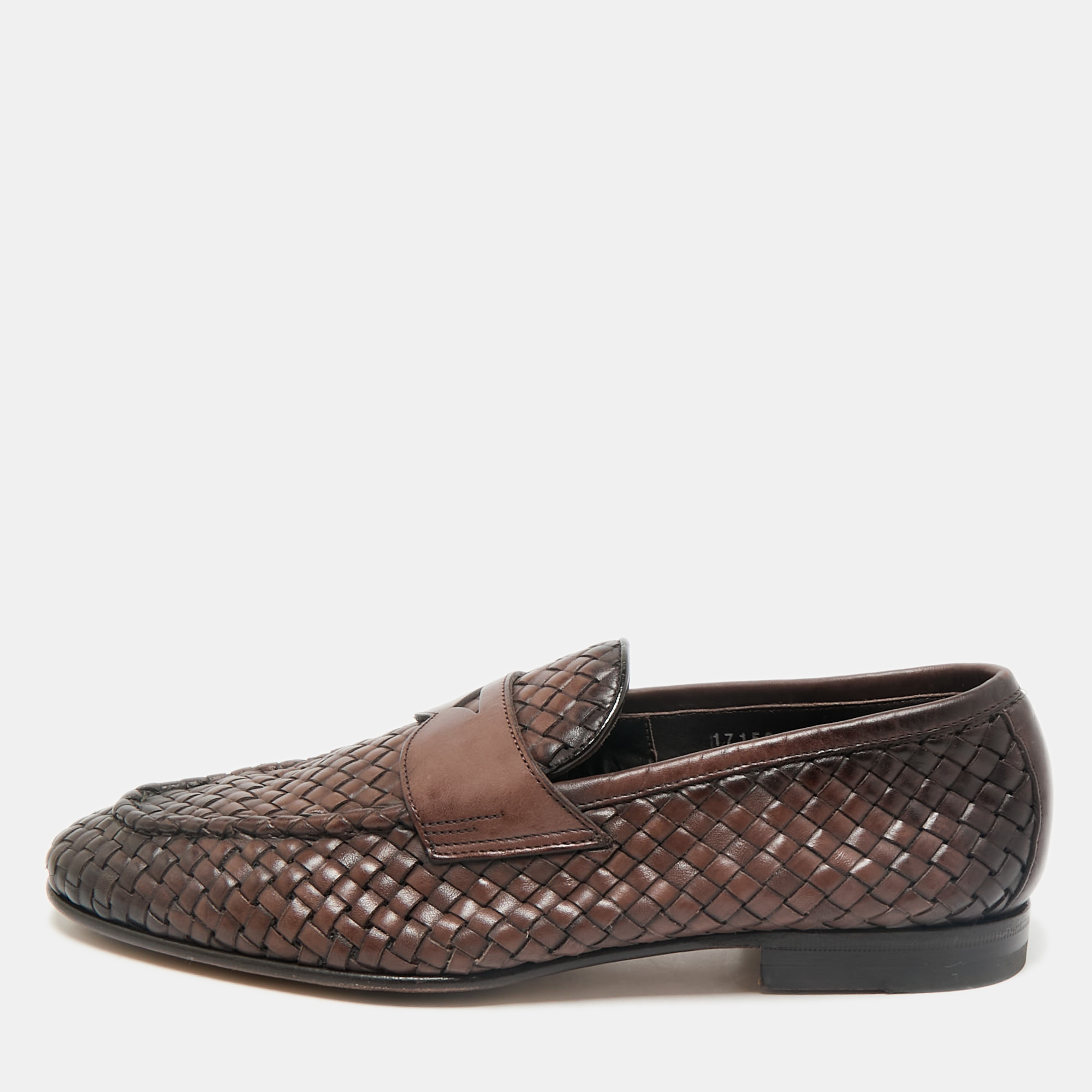 Santoni Ombre Brown Woven Leather Slip On Penny Loafers Size 40.5
Santoni Ombre Brown Woven Leather Slip On Penny Loafers Size 40.5