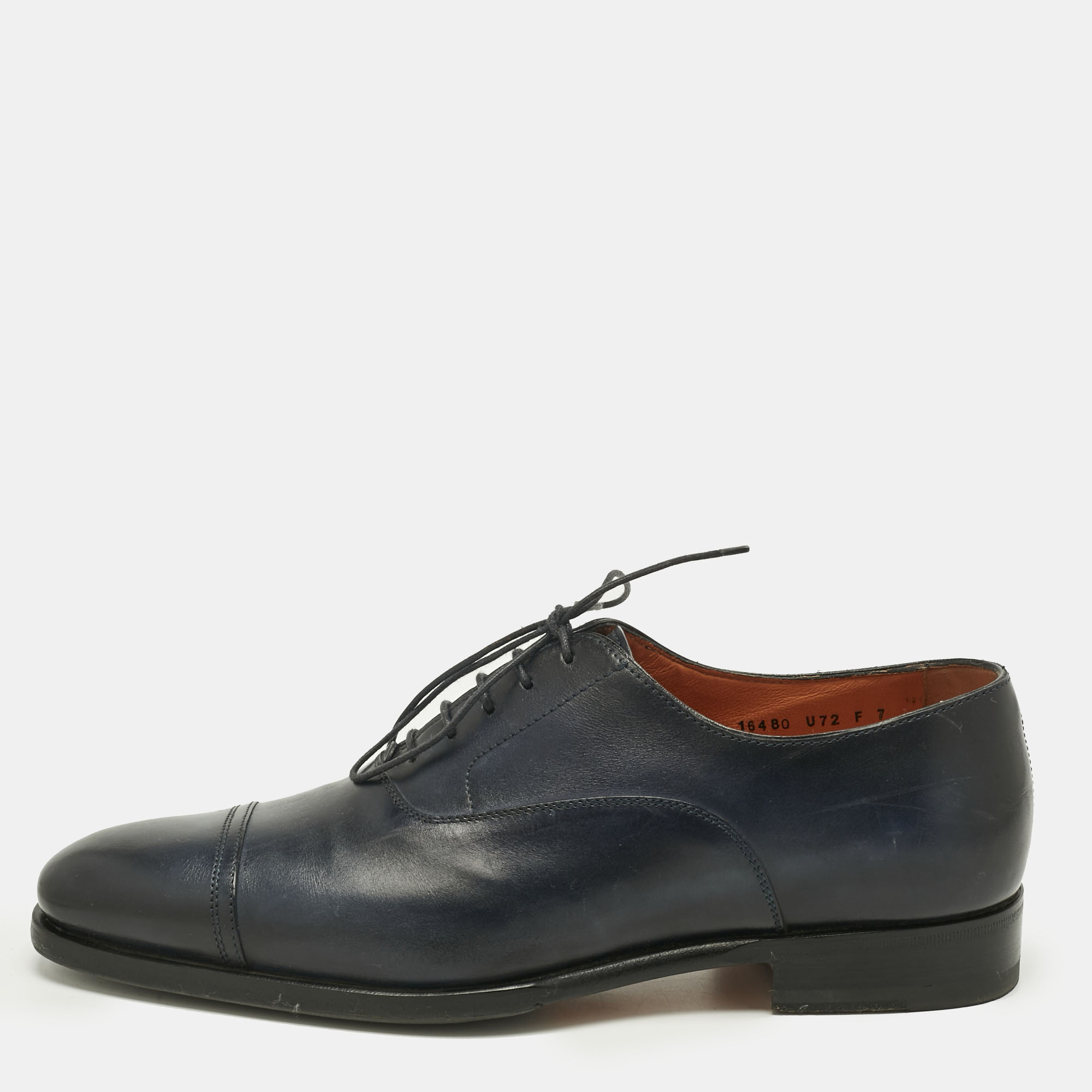 Santoni Navy Blue Leather Goodyear Oxfords Size 41
Santoni Navy Blue Leather Goodyear Oxfords Size 41