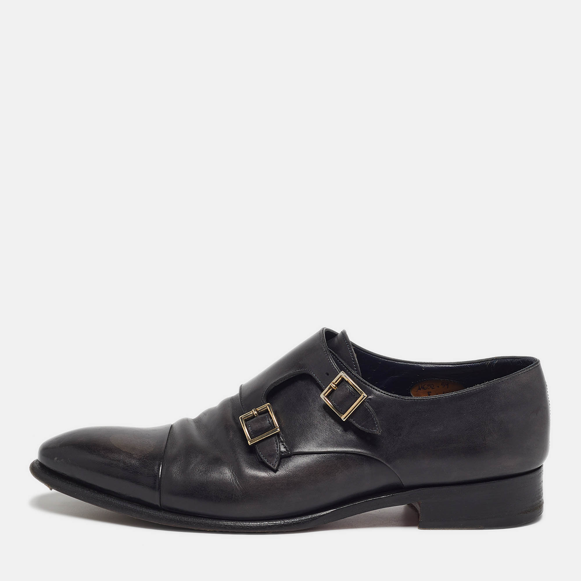 Santoni Size 44.5 Black Leather Monk Strap Derby
Santoni Size 44.5 Black Leather Monk Strap Derby