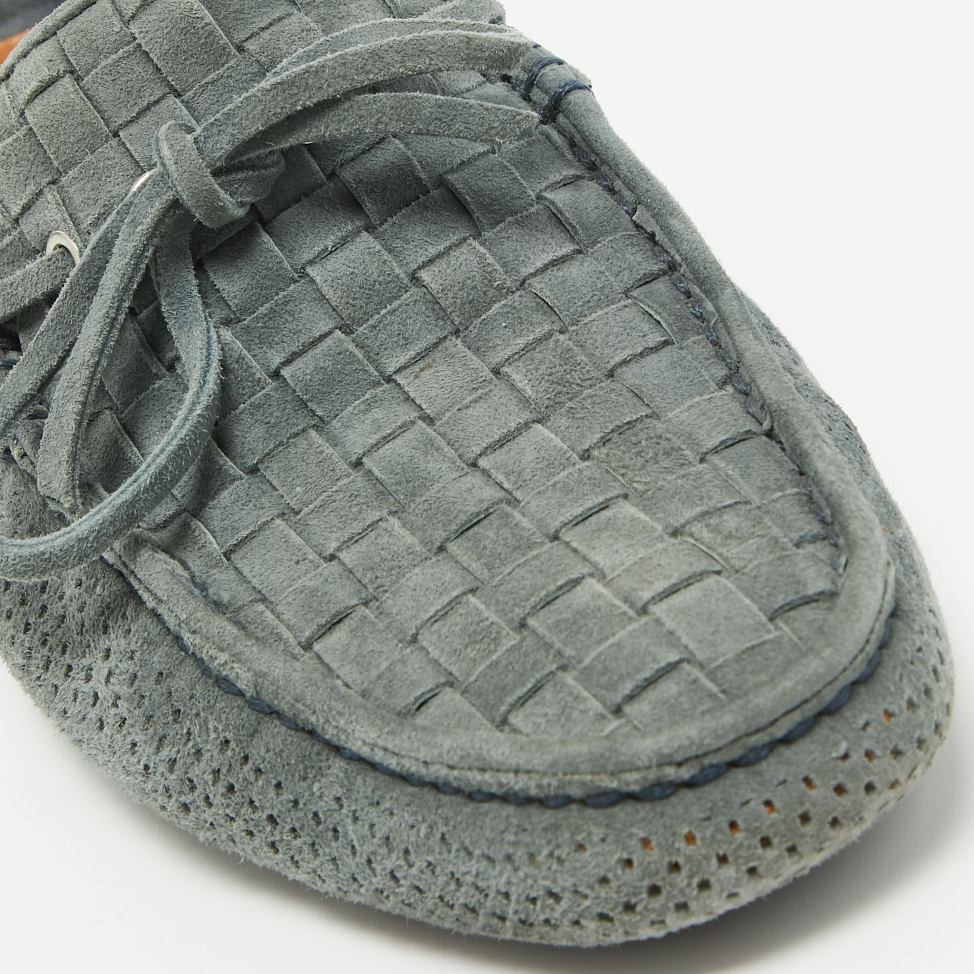 Santoni Grey Suede Slip On Loafers Size 42