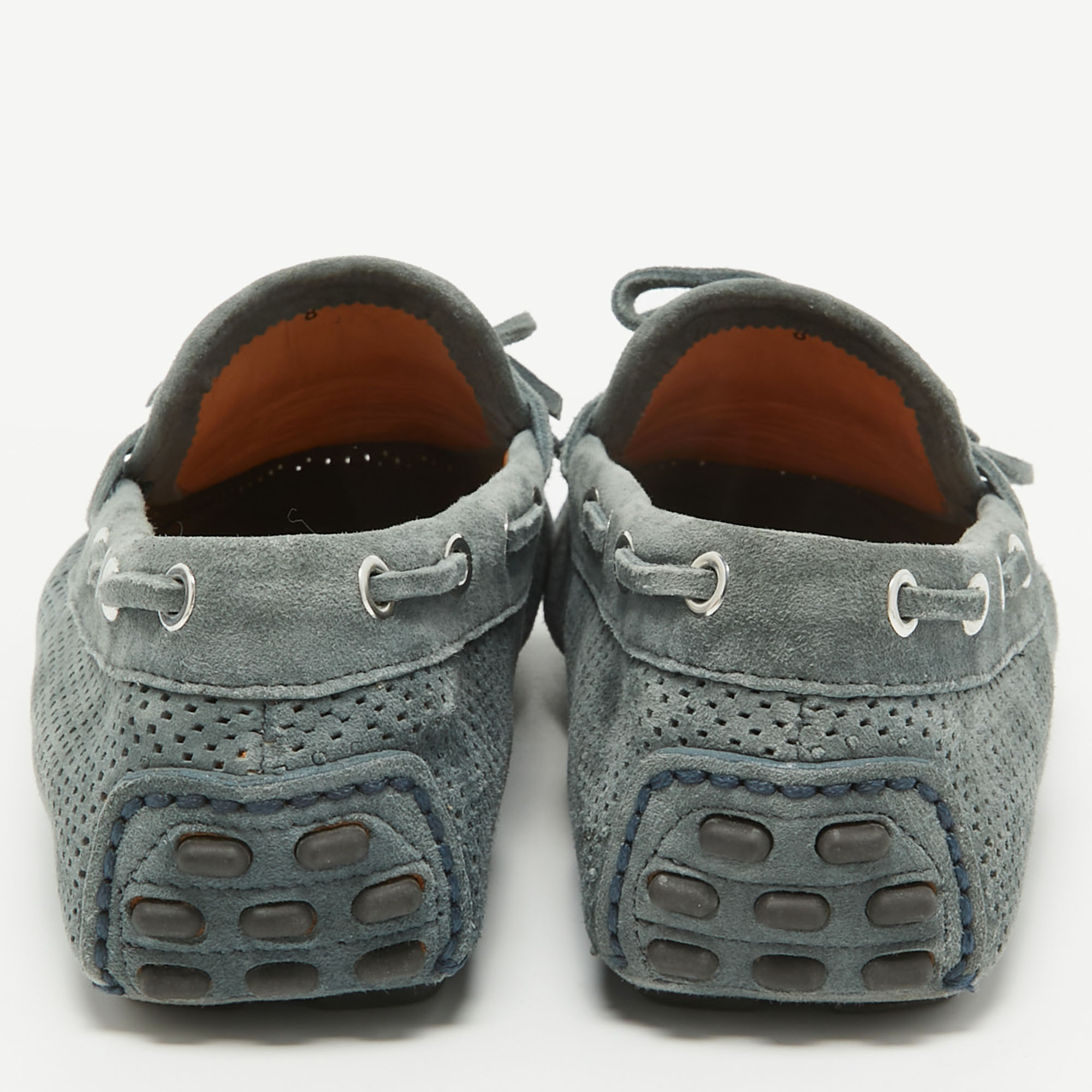 Santoni Grey Suede Slip On Loafers Size 42
