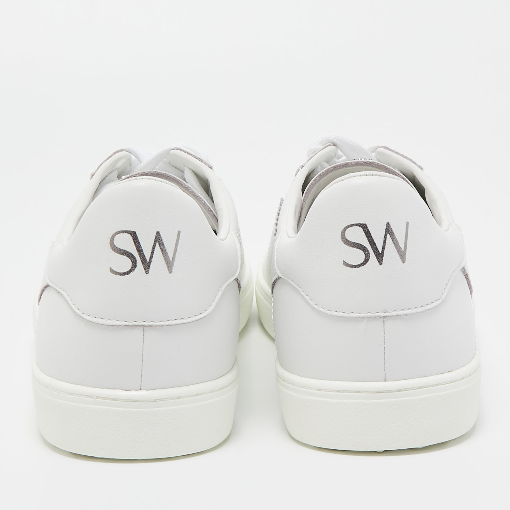 Stuart Weitzman White Leather Daryl Low Top Sneakers Size 42