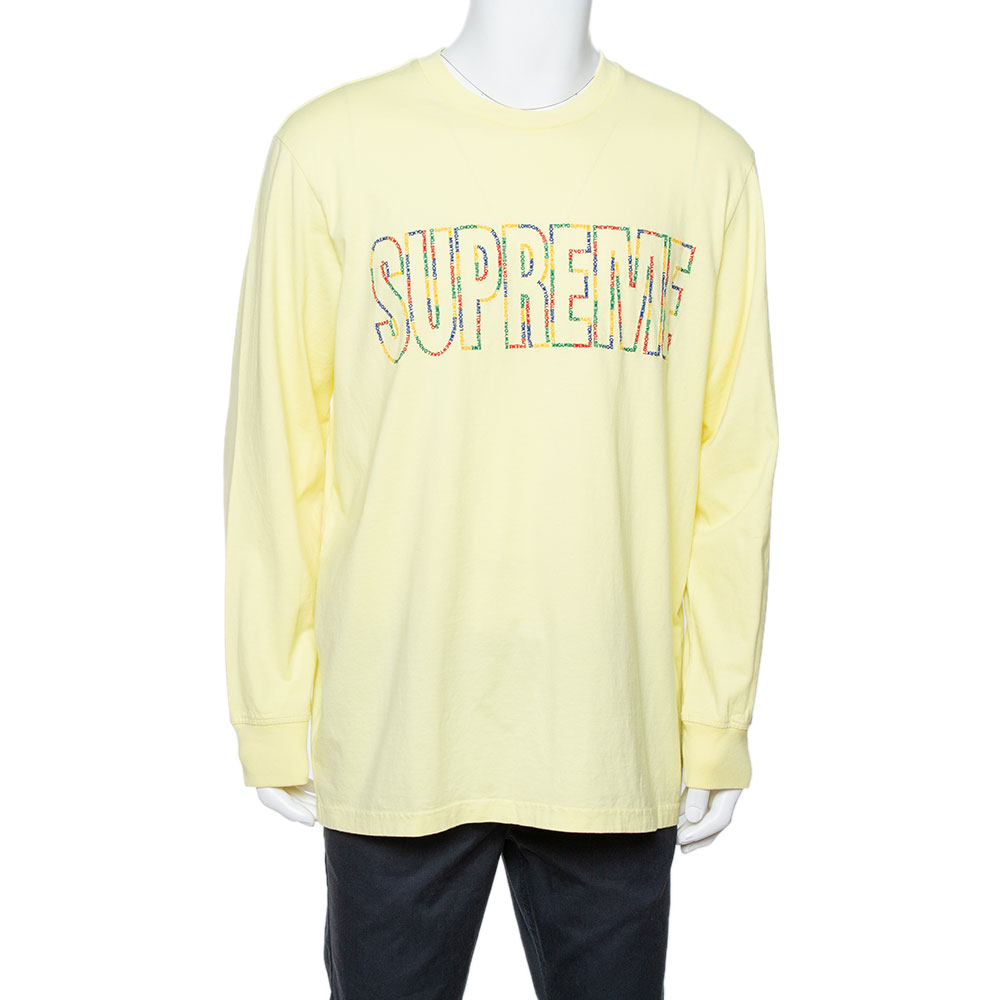 Image of Supreme Yellow Cotton Supreme City Embroidered Long Sleeve T-Shirt XL
