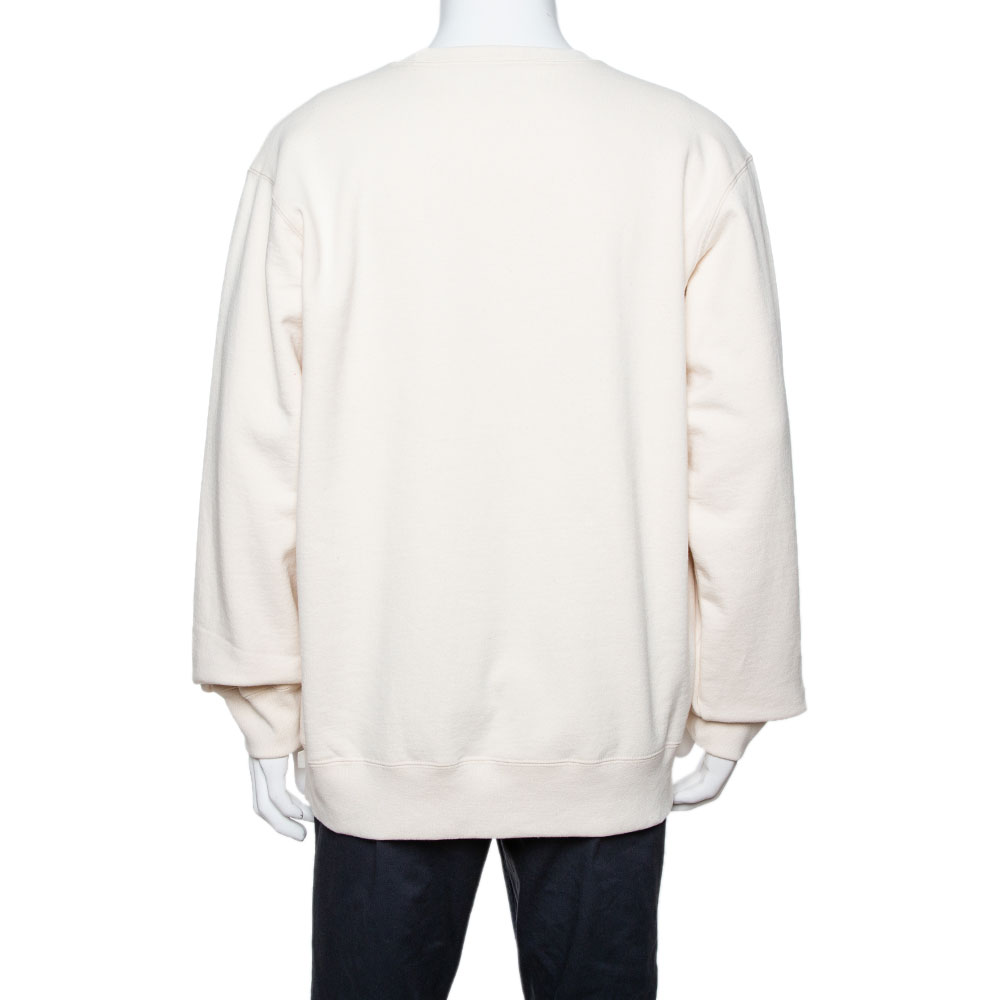 Supreme Cream Cotton Chain Logo Embroidered Sweatshirt XL