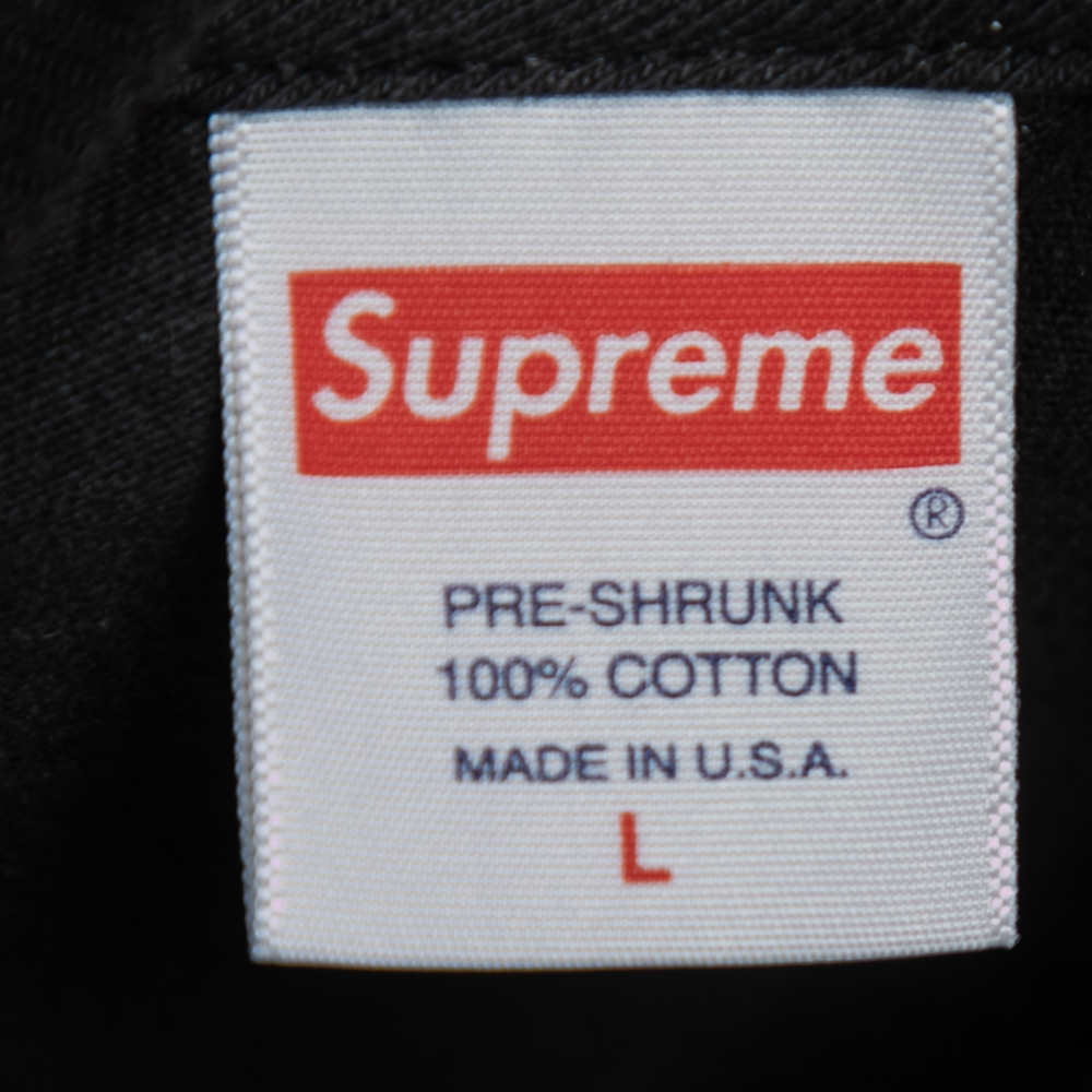 Supreme Black Cotton Logo Printed Crew Neck T-Shirt L