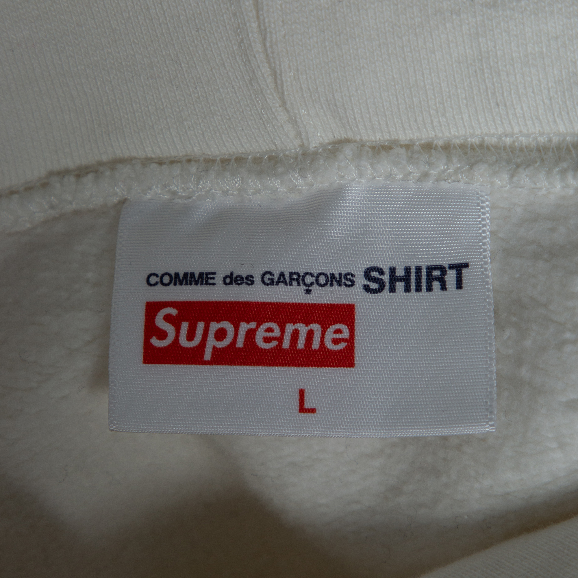Supreme X Comme Des Garçons White Terry Knit Split Logo Hoodie L