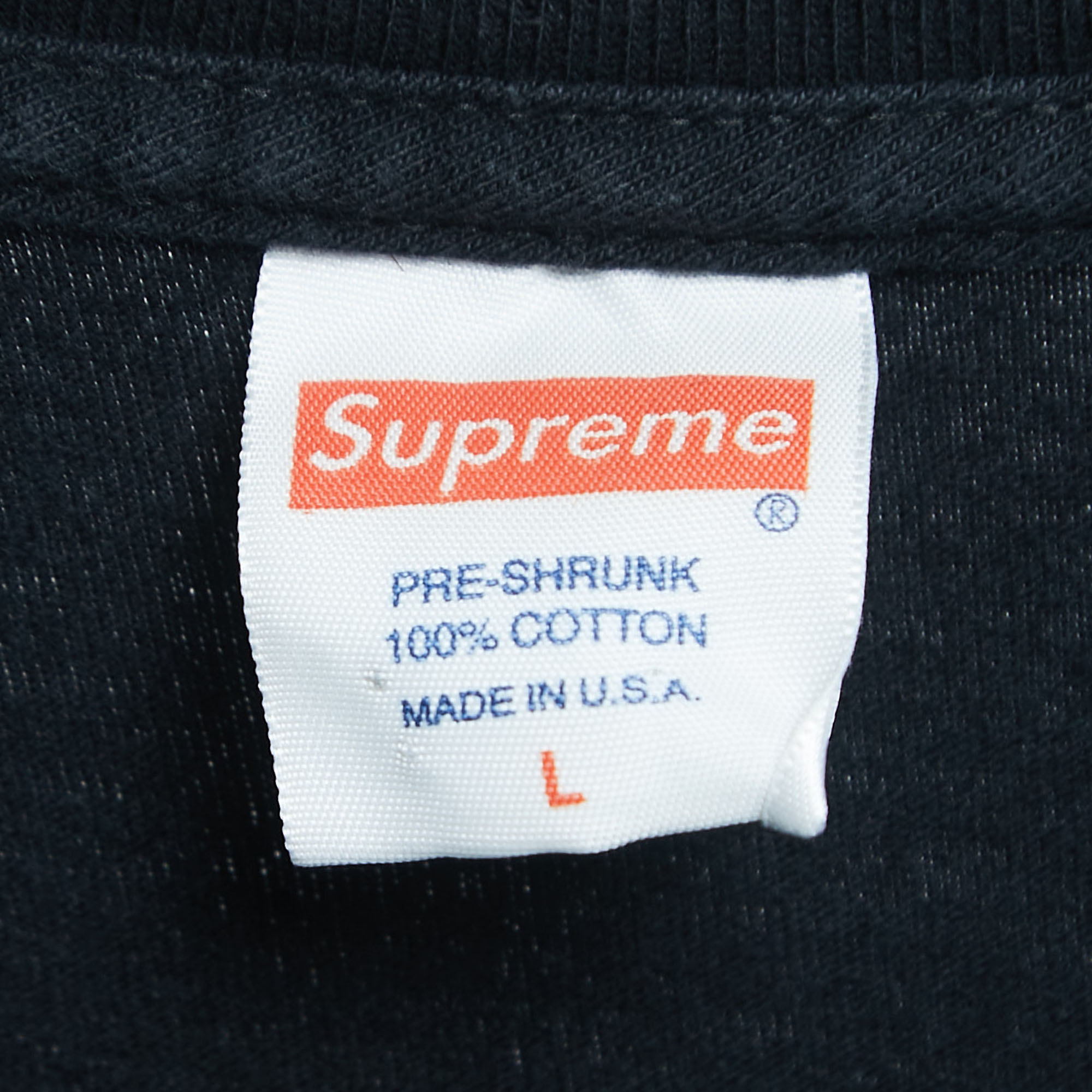 Supreme Black Logo Print Pre-Shrunk Cotton Half Sleeve T-Shirt L