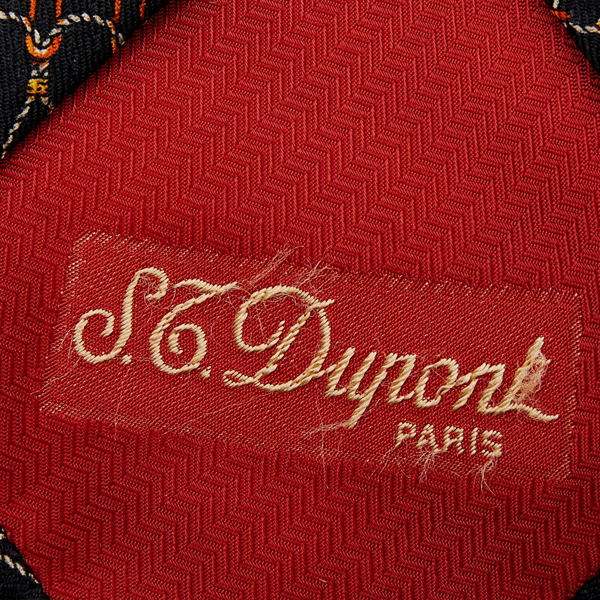 S.T. Dupont Vintage Black Printed Silk Jacquard Tie