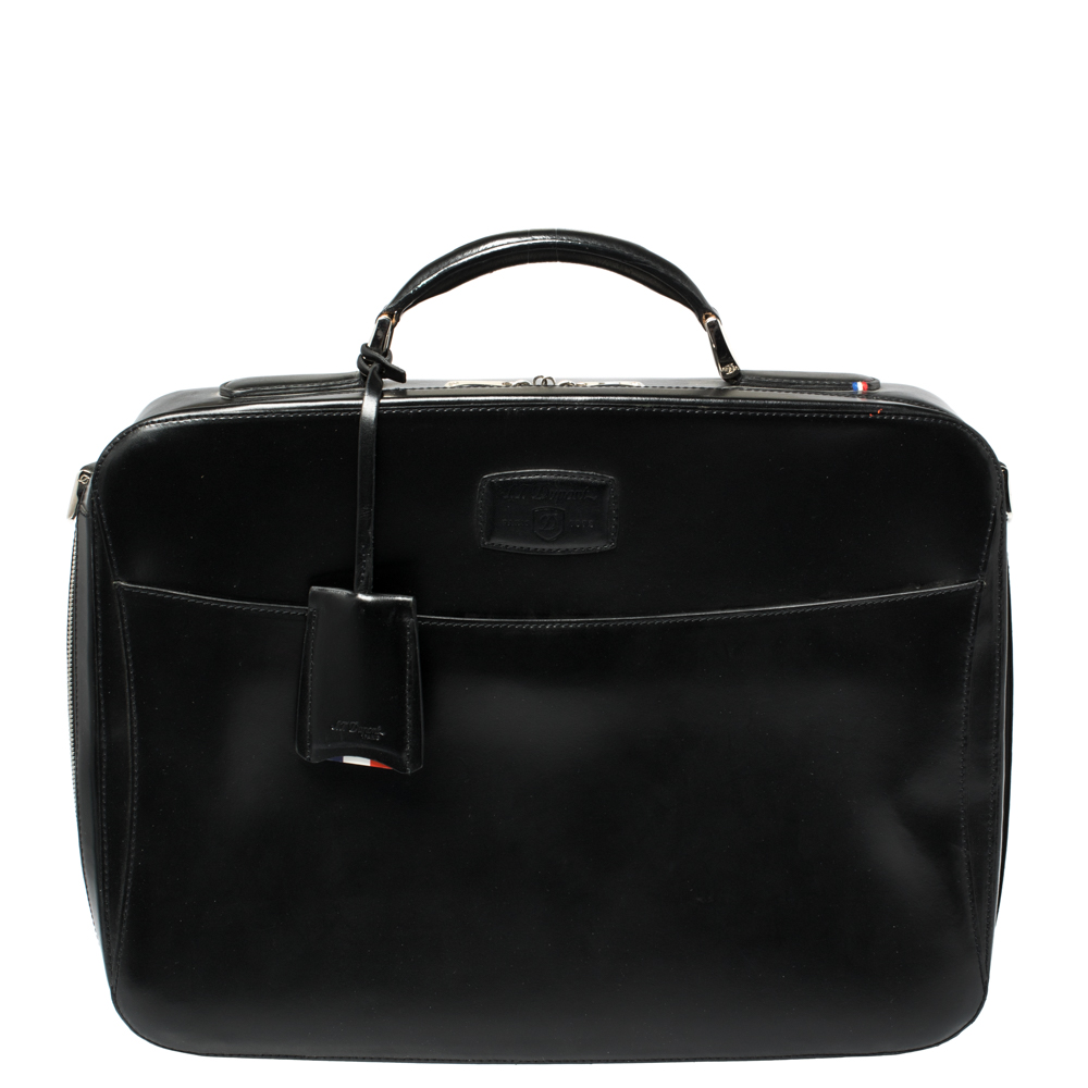 S.T. Dupont Black Leather Document Briefcase male Leather/Fabric