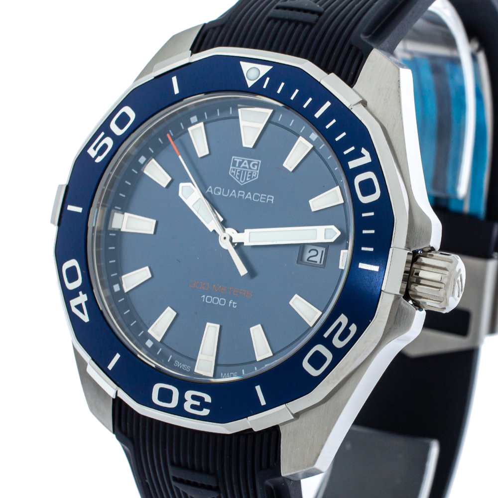 Tag Heuer Blue Rubber Stainless Steel Aquaracer WAY101C Quartz Men's Wristwatch
Tag Heuer Blue Rubber Stainless Steel Aquaracer WAY101C Quartz Men's Wristwatch